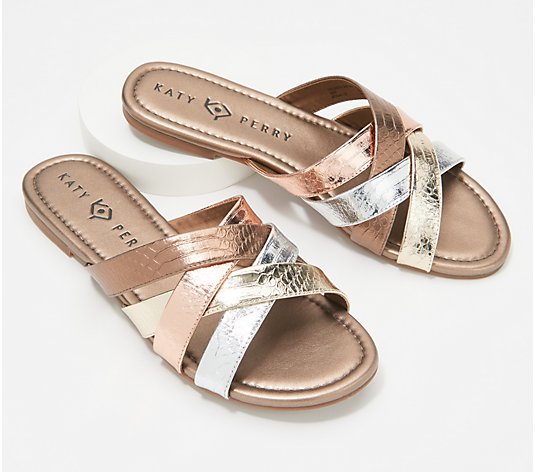 "As Is" Katy Perry Cross- Strap Slide Sandals - The Lindita