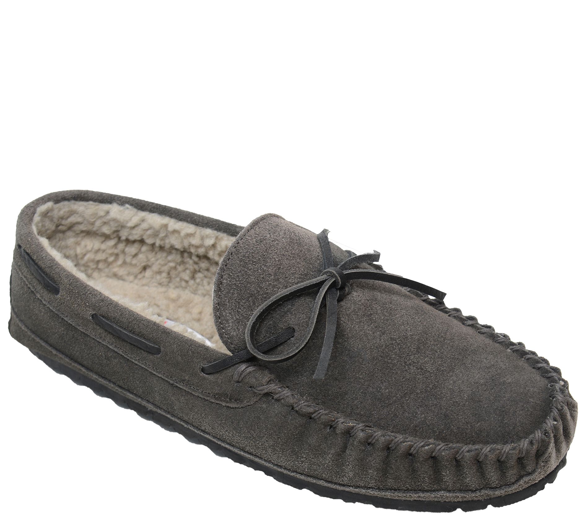 Minnetonka Men's Casey Slip-On Charcoal Moccasin Slippers - QVC.com