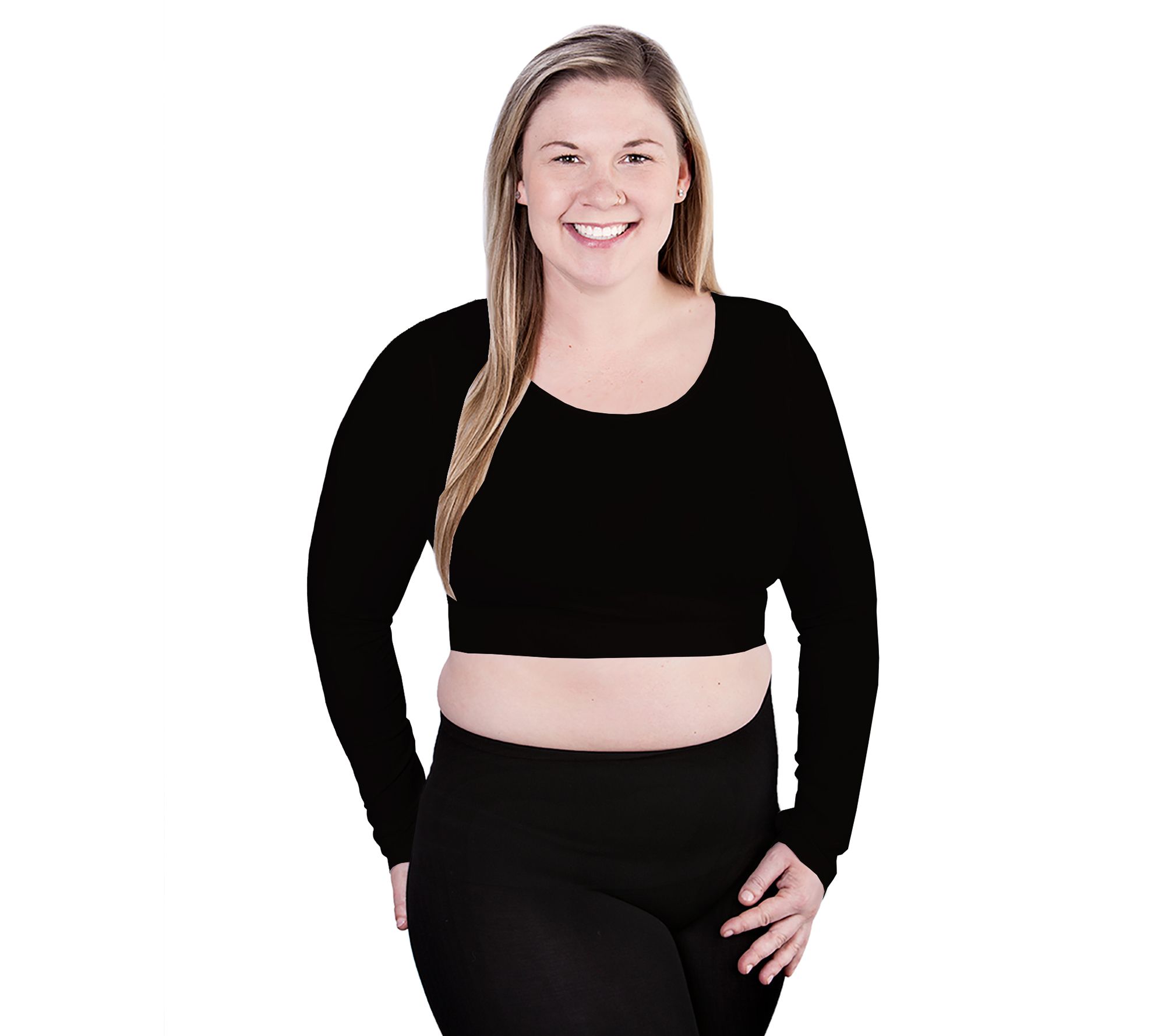 skinnytees Long Sleeve Crop Top - Plus