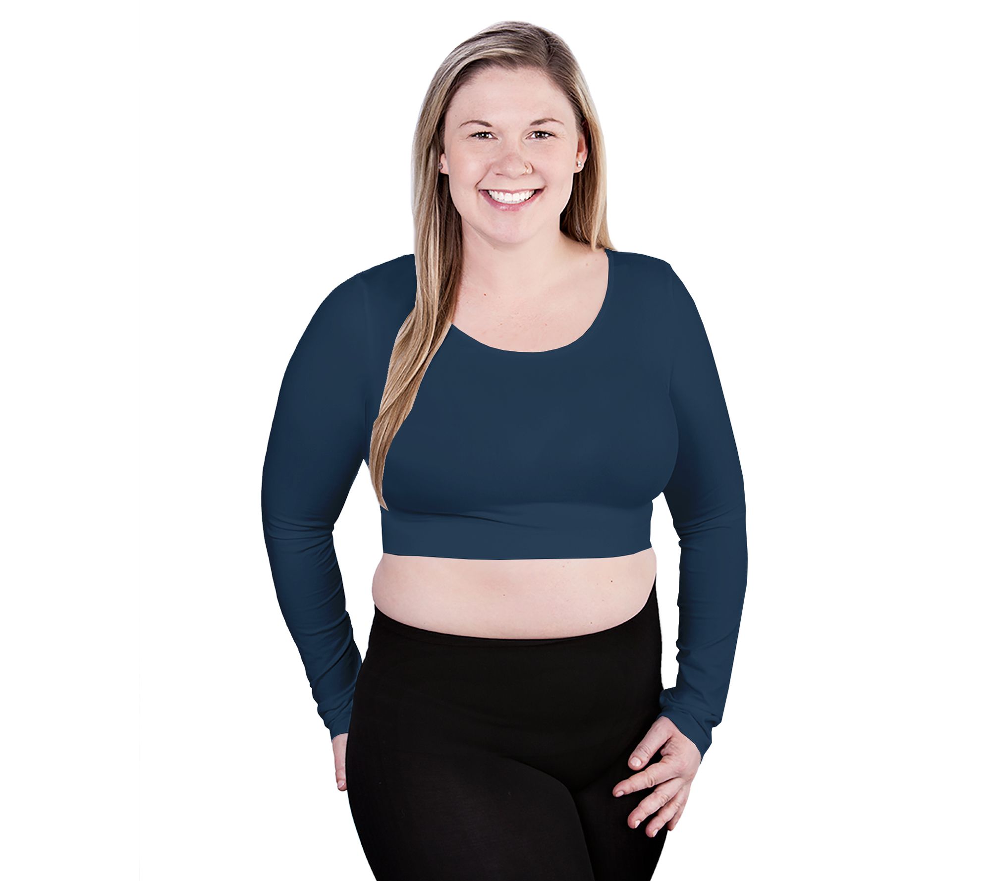 skinnytees Long Sleeve Crop Top - Plus