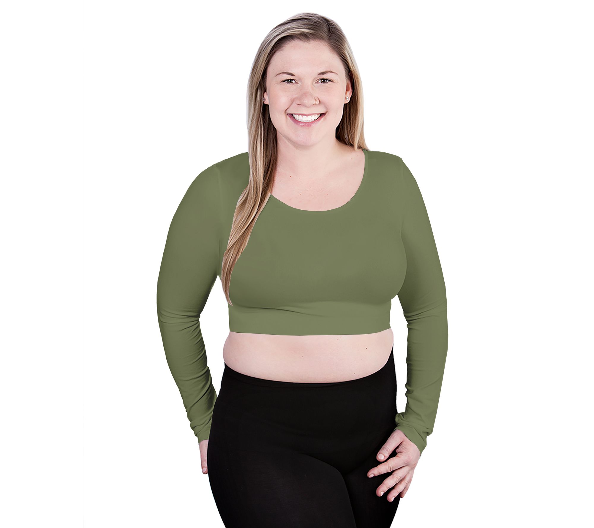skinnytees Long Sleeve Crop Top - Plus