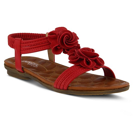 Patrizia by Spring Step Floral T-Strap Sandals- Nectarine