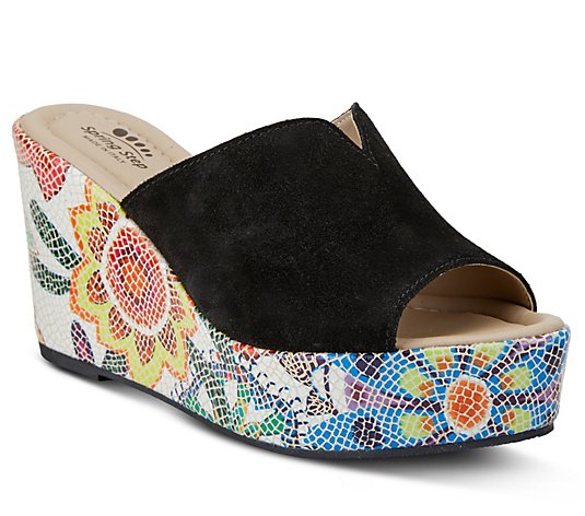 Spring Step Floral Print Wedge Platform Sandals- Laylani