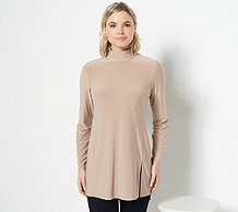  Dennis Basso Mock Neck Italia Knit Tunic with High Slit - A452402
