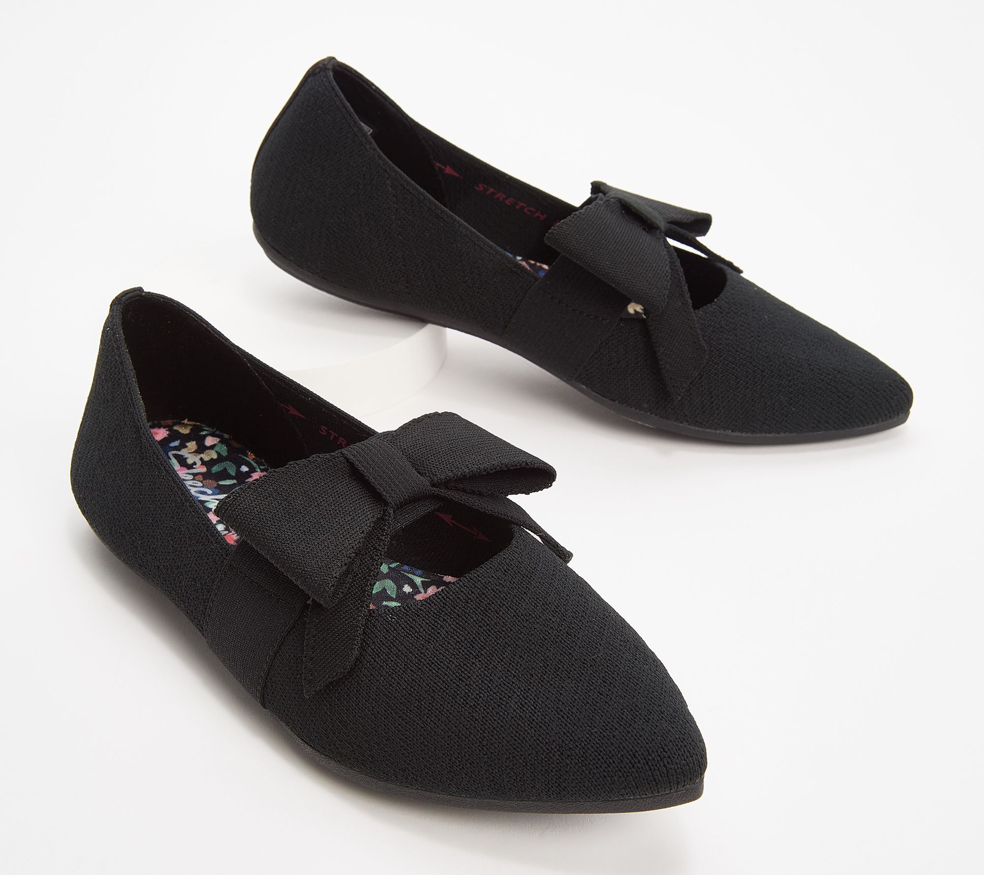 Skechers Cleo Point Washable Knit Bow Flats - Wild Charmer