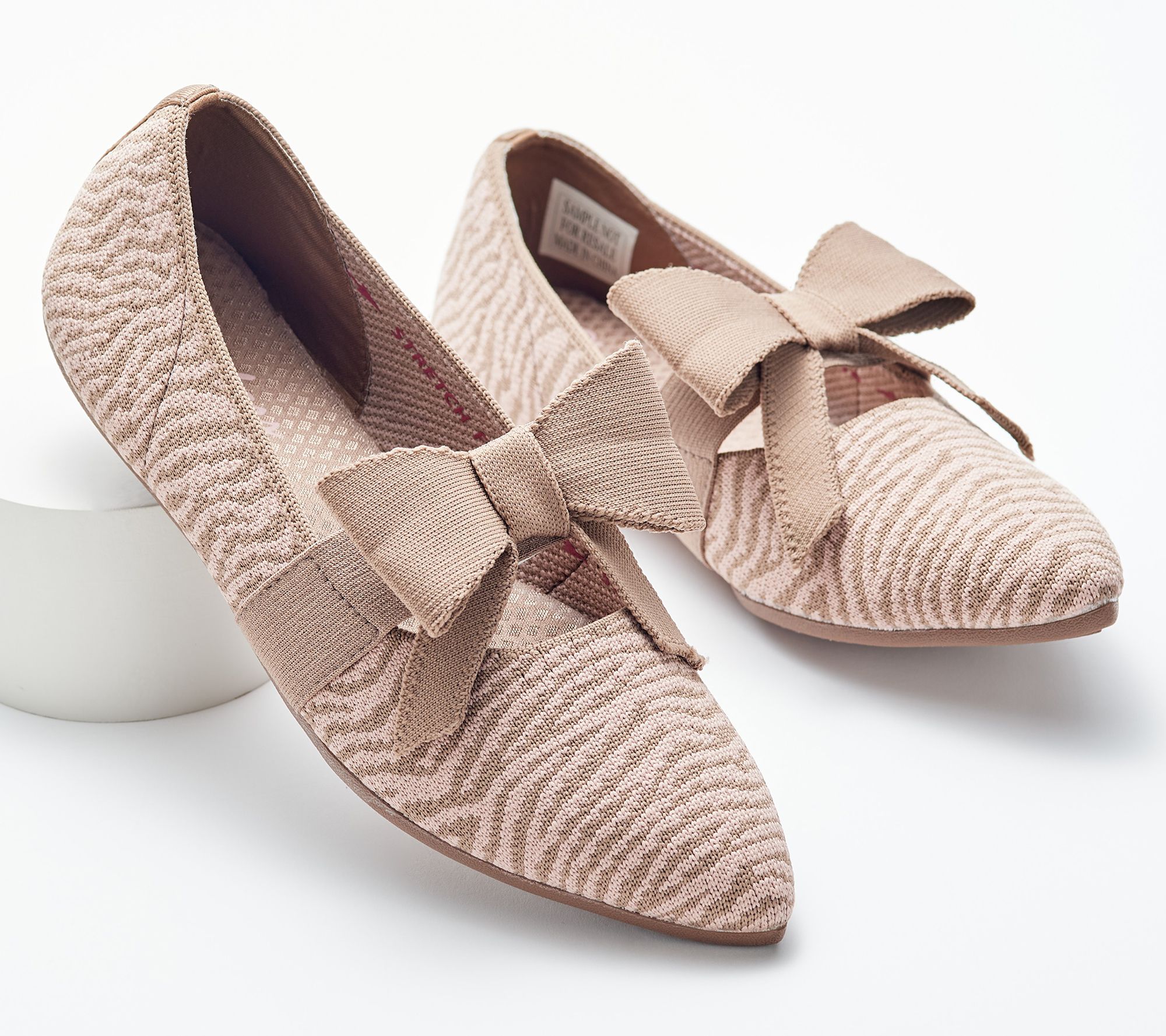 Skechers Cleo Point Washable Knit Bow Flats - Wild Charmer