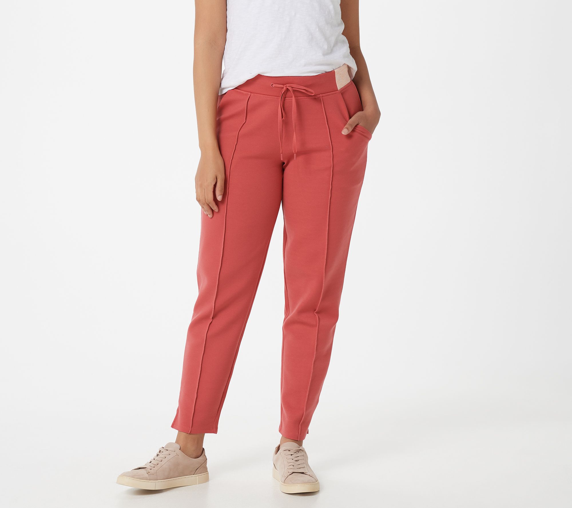 As Is Cuddl Duds Double Knit Jersey Pants w/ Pin Tuck Detail 