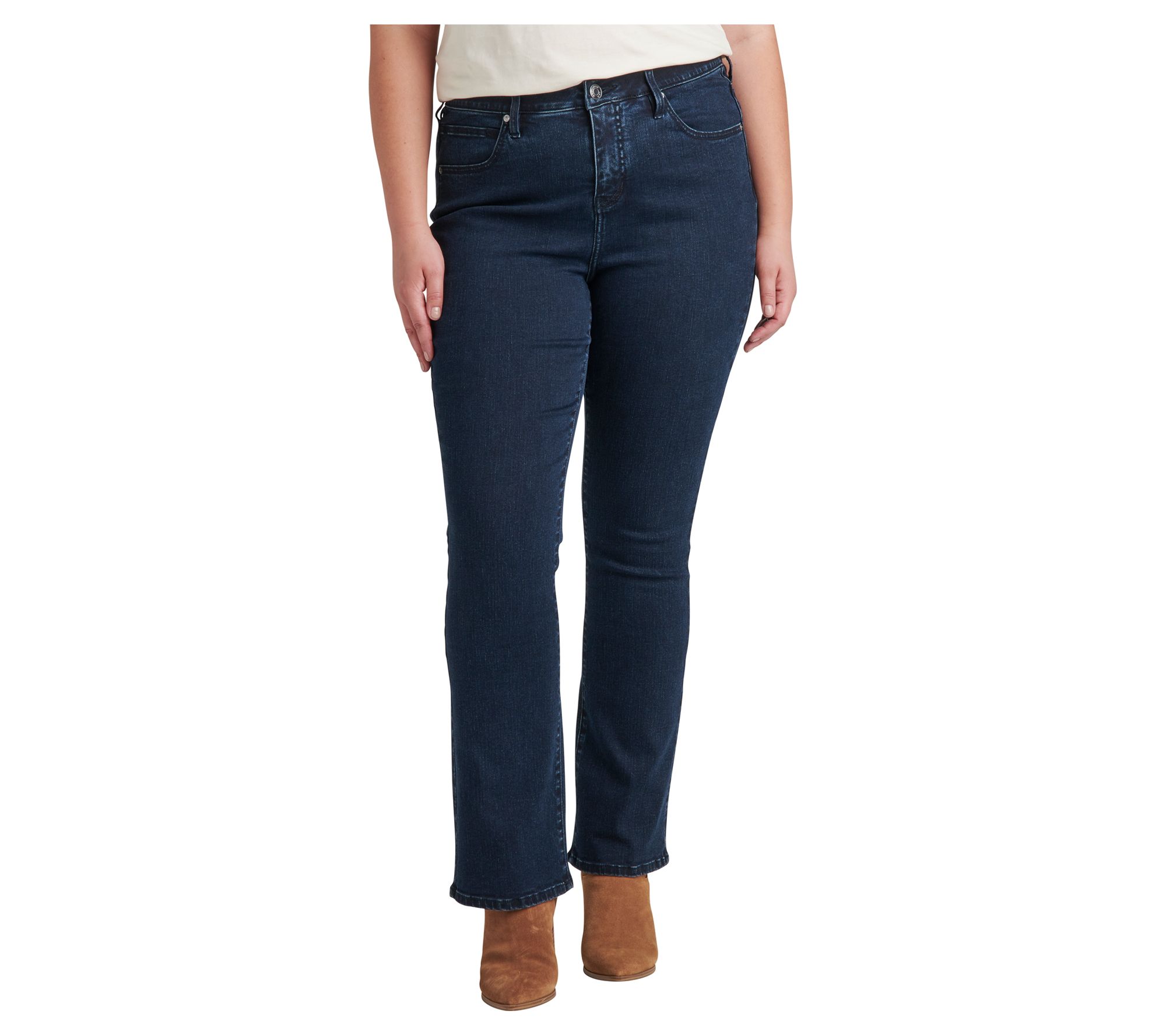 JAG Plus Size Eloise Mid Rise Bootcut Jeans-Art esia Blue - QVC.com