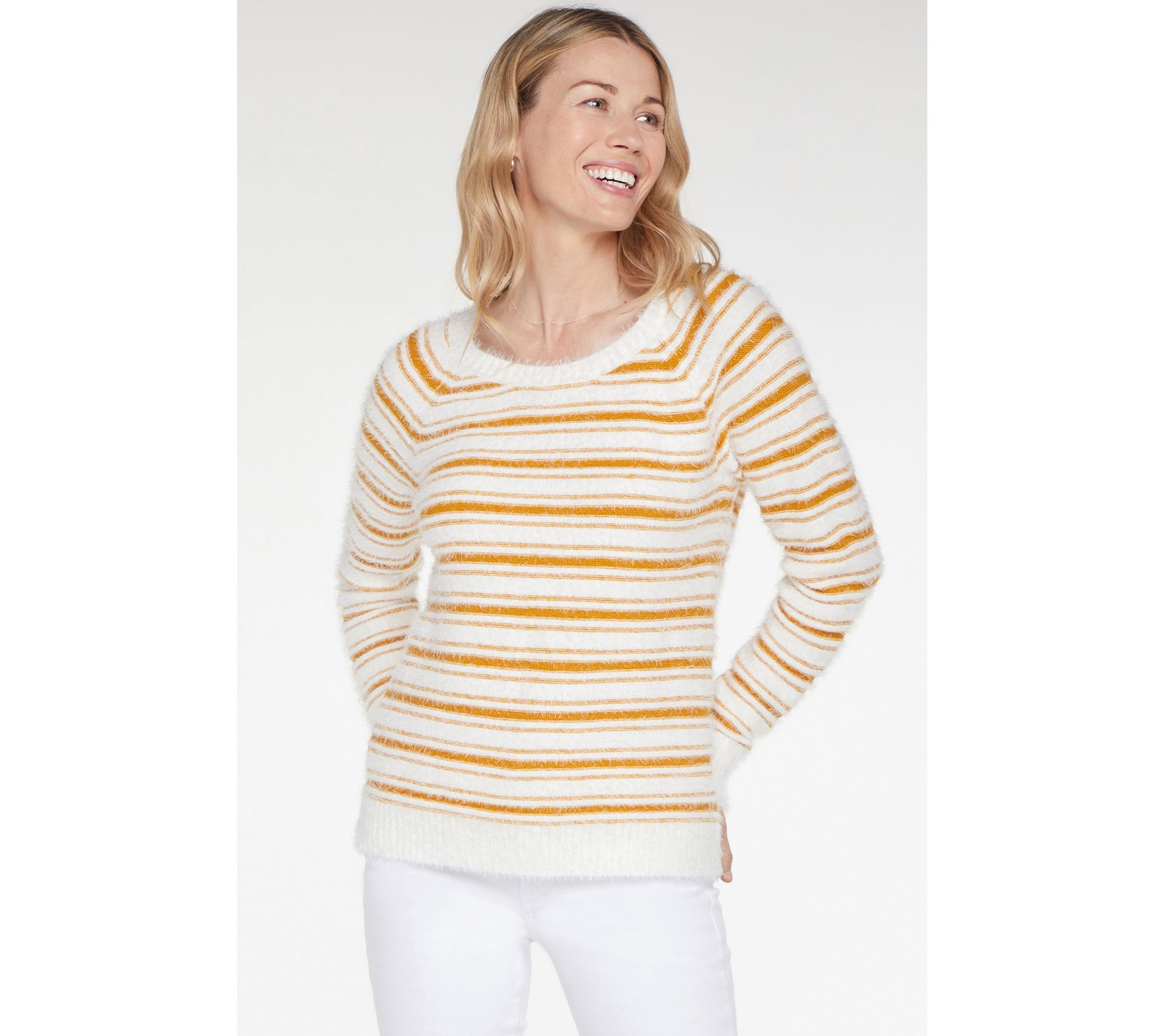 NYDJ Striped Boatneck Sweater