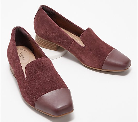 "As Is" Clarks Collection Suede Cap-Toe Loafers- Tilmont Step