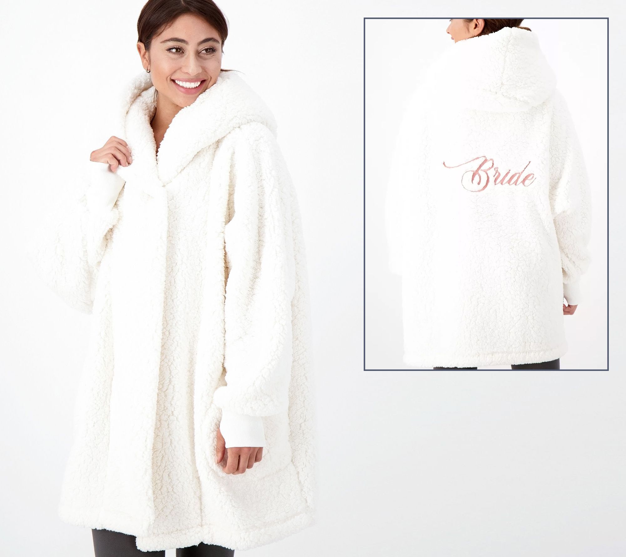 Cozy white faux fur Suit with LV Inspired blue Monograms, Hoodie