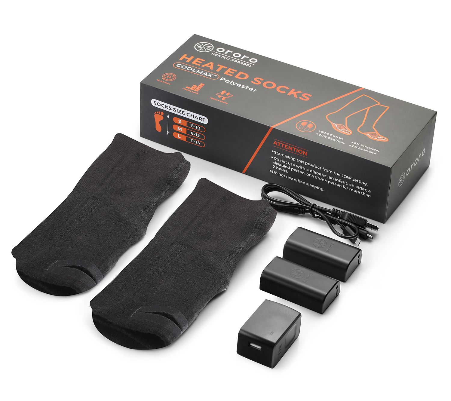 ORORO Unisex Heated Socks with RechargeableBattery - QVC.com