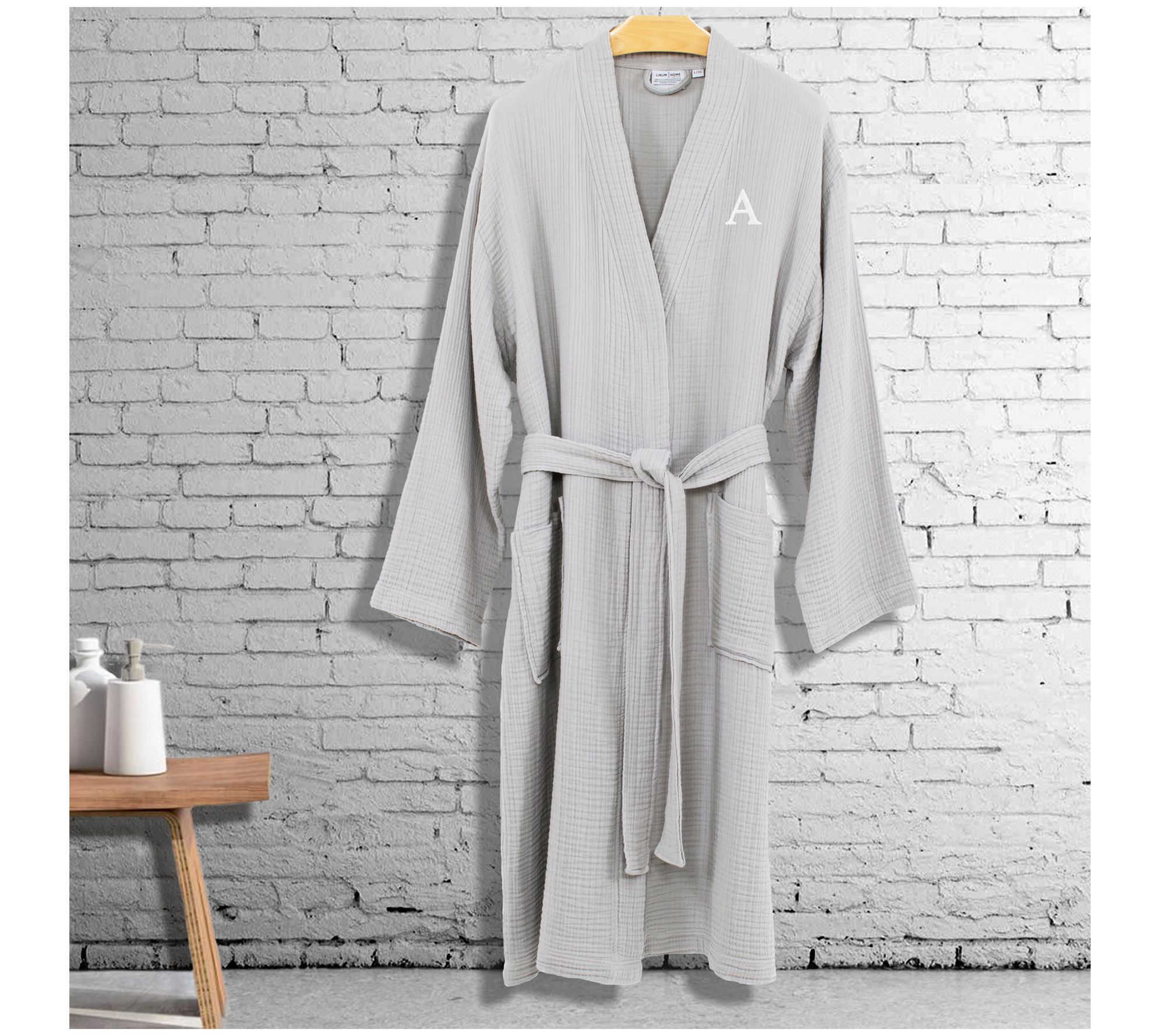 L/XL Terry Cloth Solid Bathrobe White - Linum Home Textiles