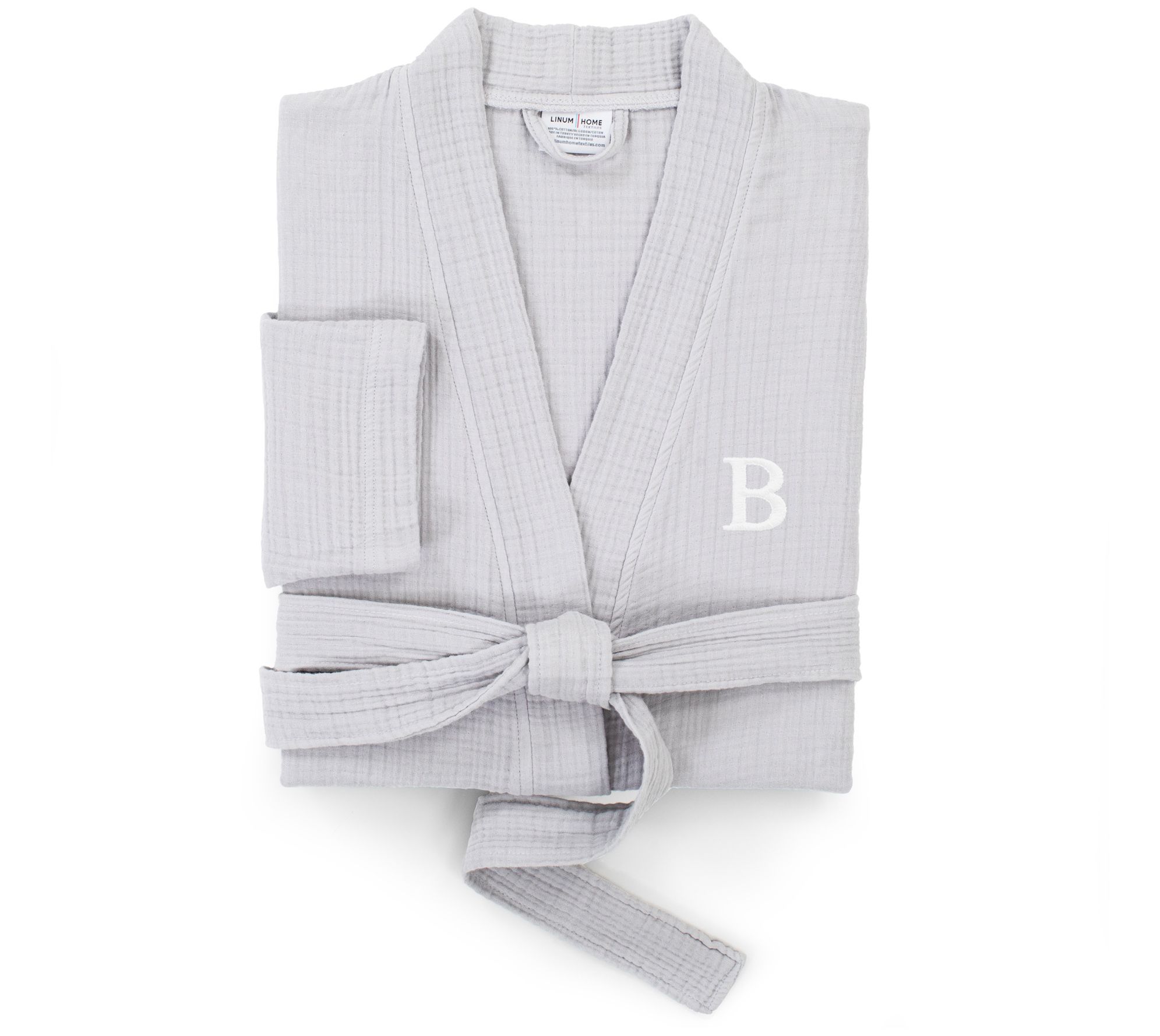 Linum Home Textiles Smyrna Personalized LuxuryRobe - Gray