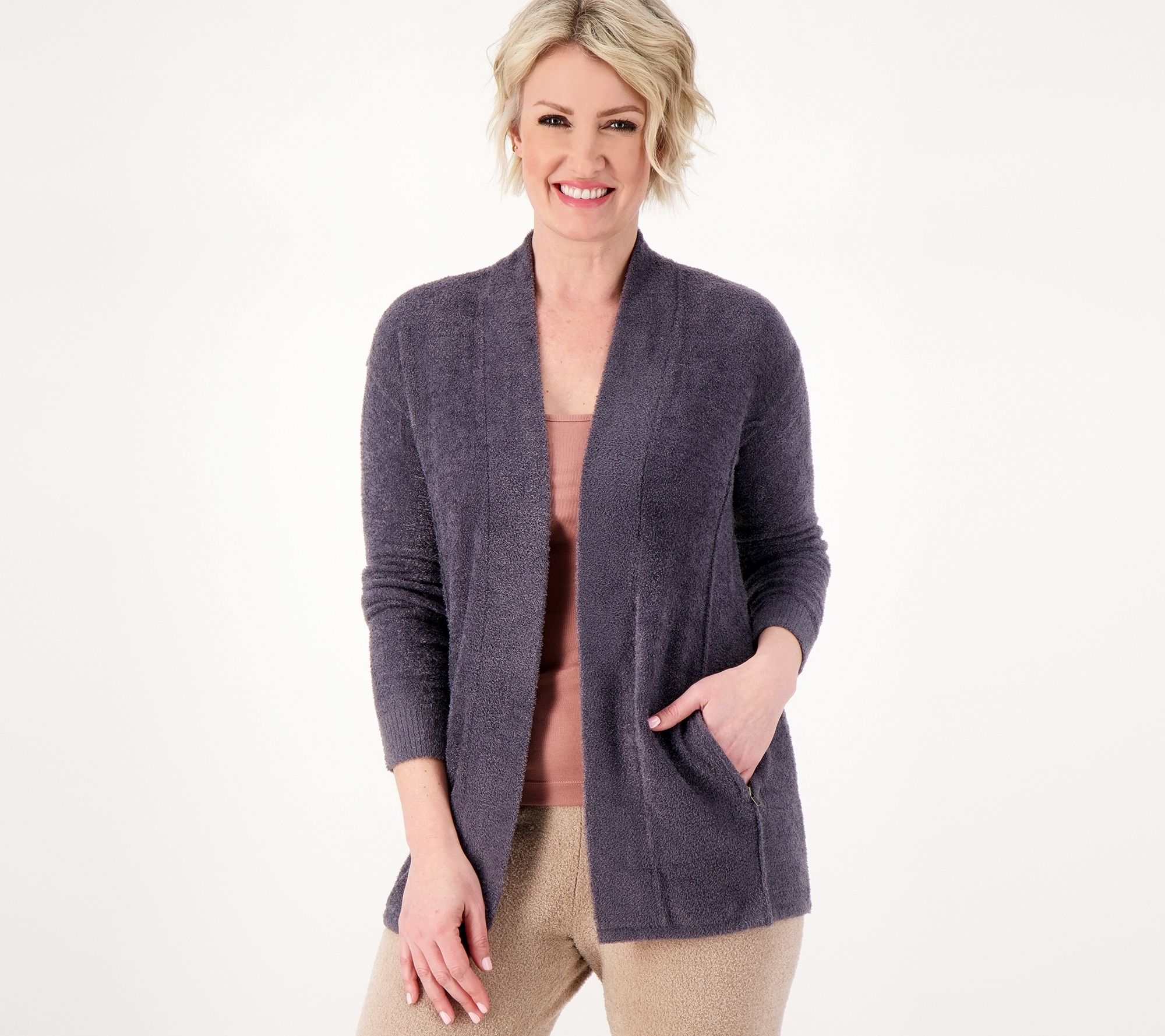 Barefoot Dreams CozyChic Lite Open Front Jacket - QVC.com