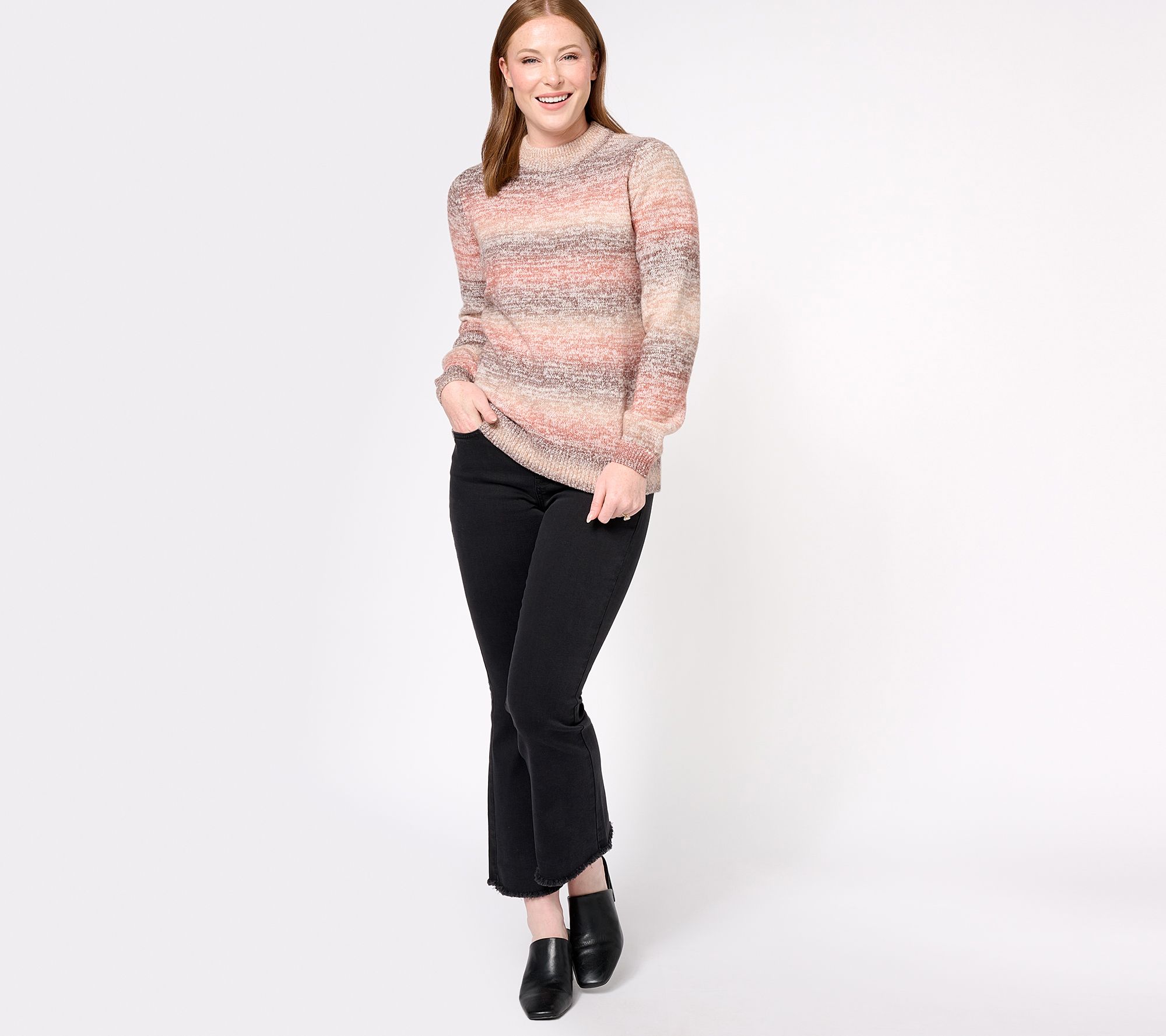 Denim & Co. Mock Neck Long-Sleeve Sweater Pullover