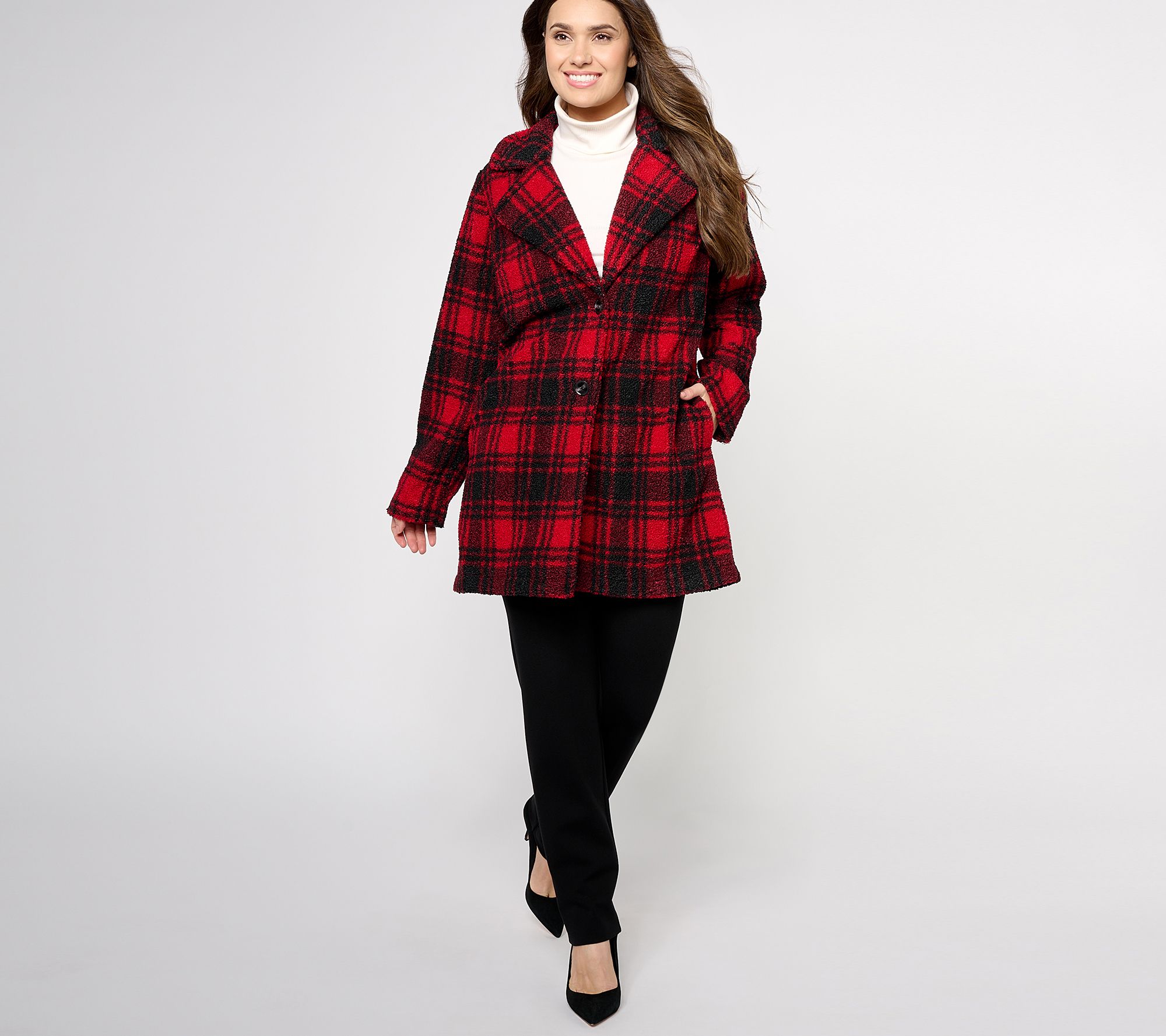 Joan Rivers Petite Plaid Sherpa Teddy Coat - QVC.com