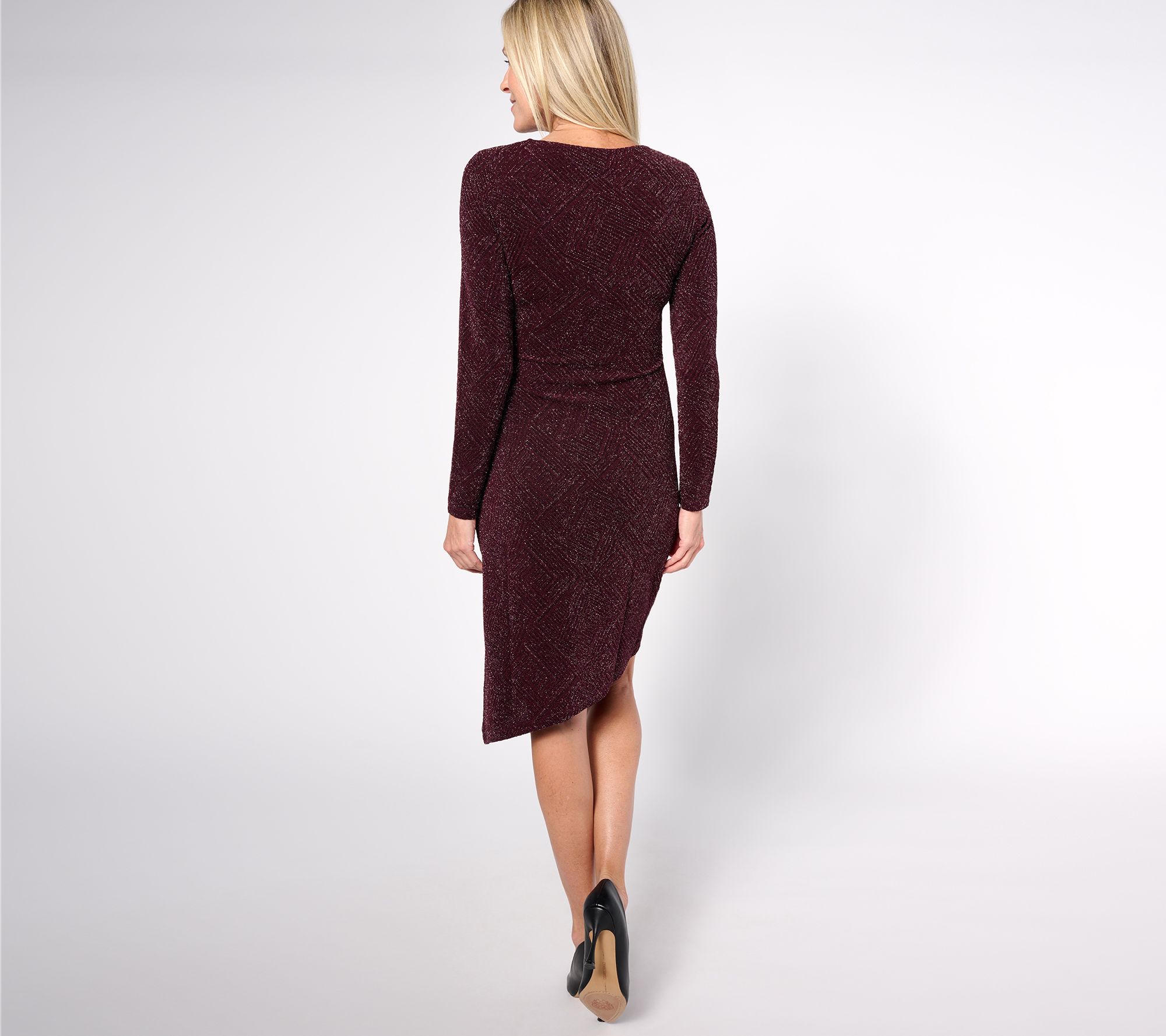 Dennis Basso Petite Lurex Knit Asymmetrical Dress - QVC.com