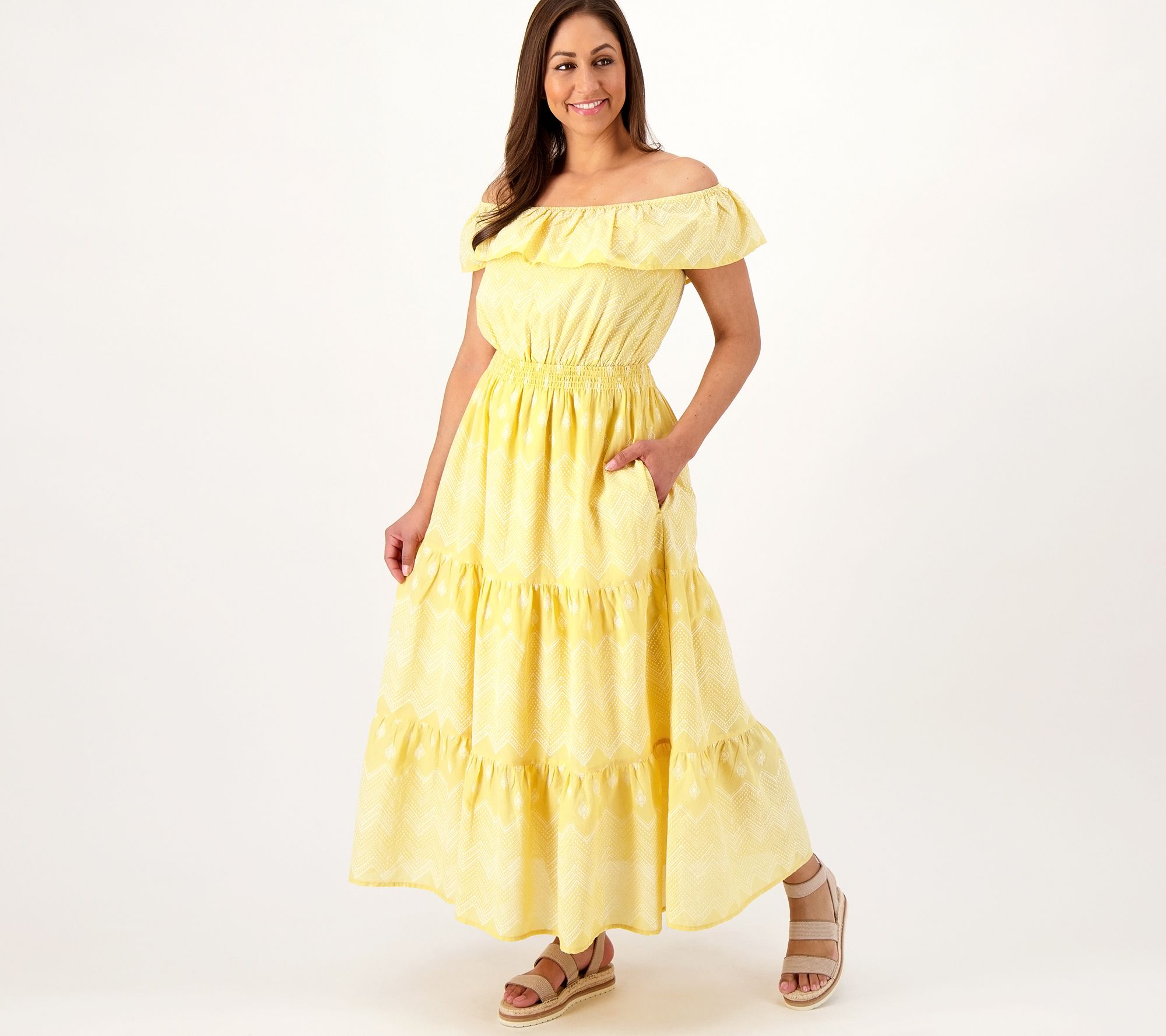 "As Is" Destination 365 Petite Off-the- Shoulder Dress