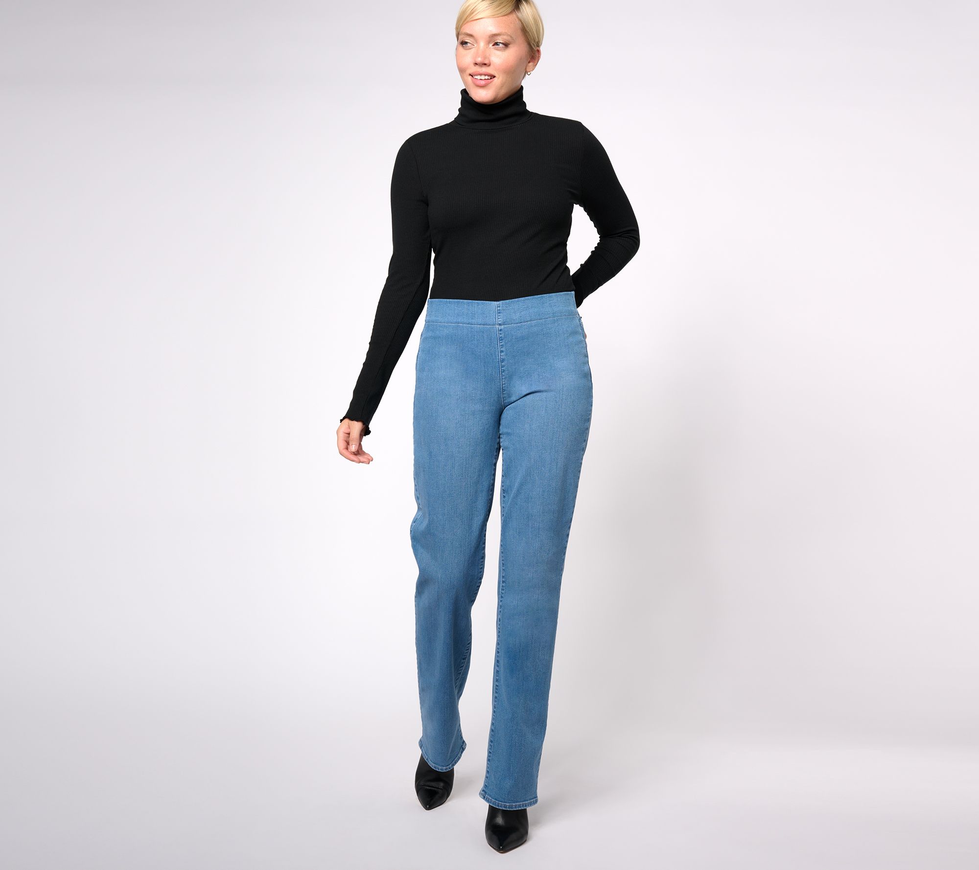 NYDJ Pull-On Bailey Relaxed Straight Jeans- Nottinghill - QVC.com
