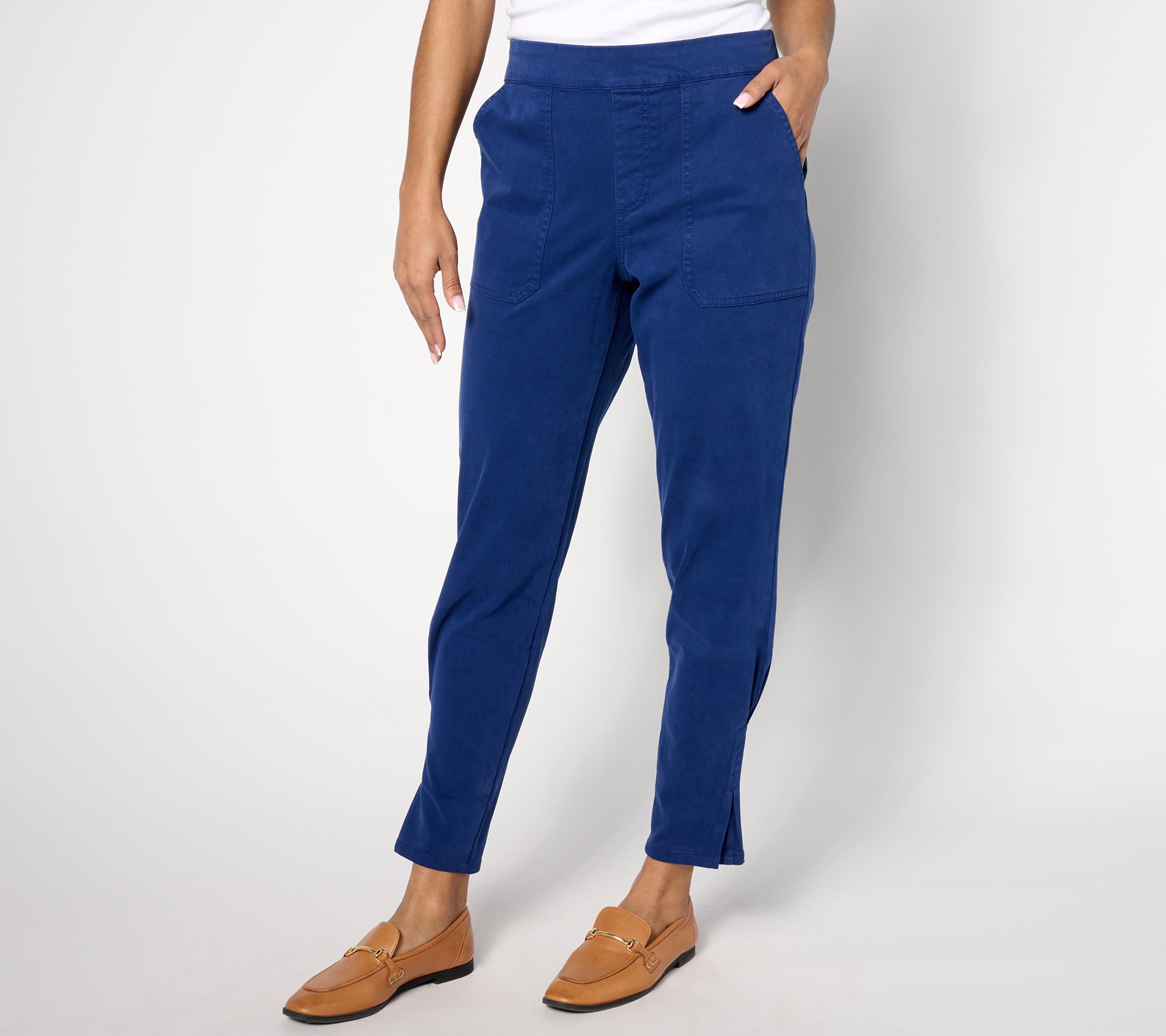 Isaac Mizrahi Live! Petite Brushed Sateen Ankle Pants w/ Pleated Hem