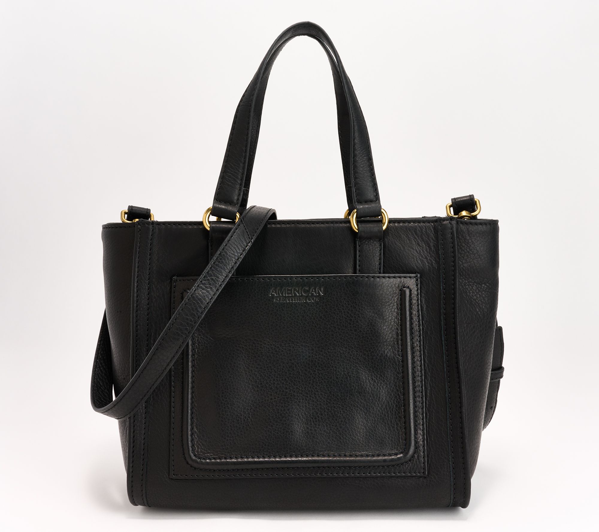 American Leather Co. Bayberry Small Leather Tote w/ Crossbody Strap