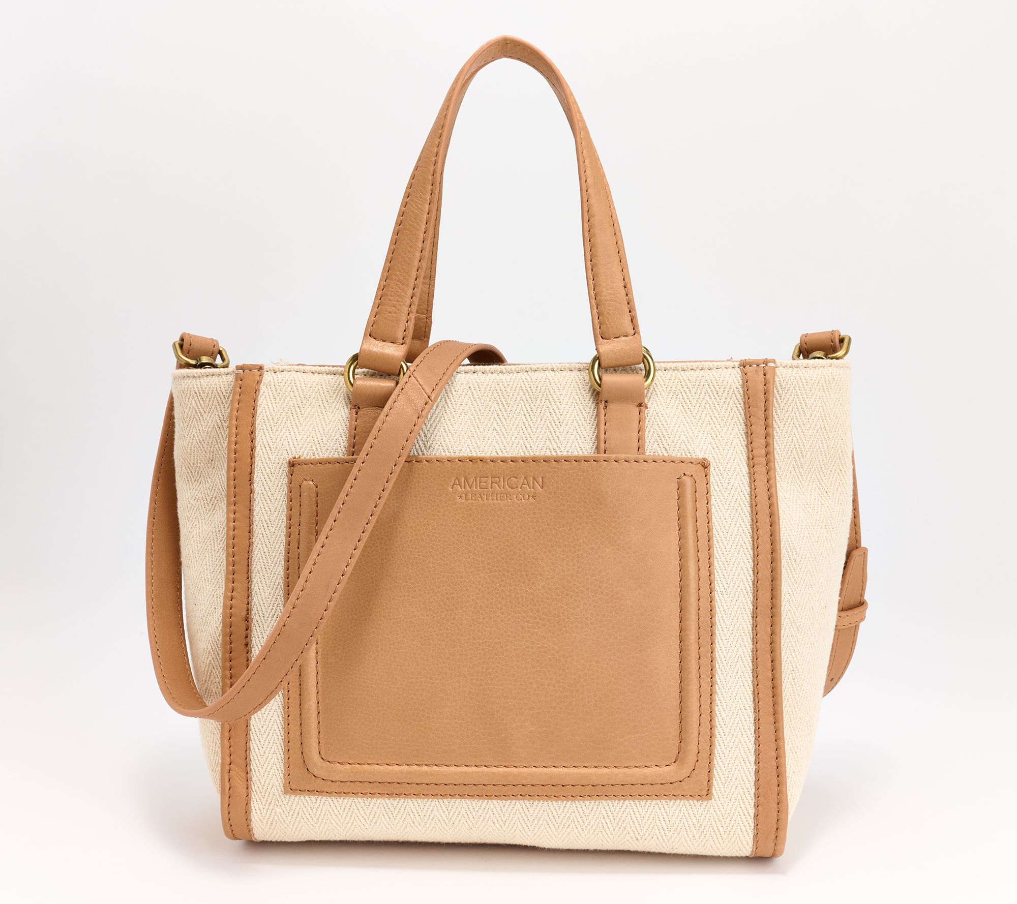 American Leather Co. Bayberry Small Leather Tote w/ Crossbody Strap