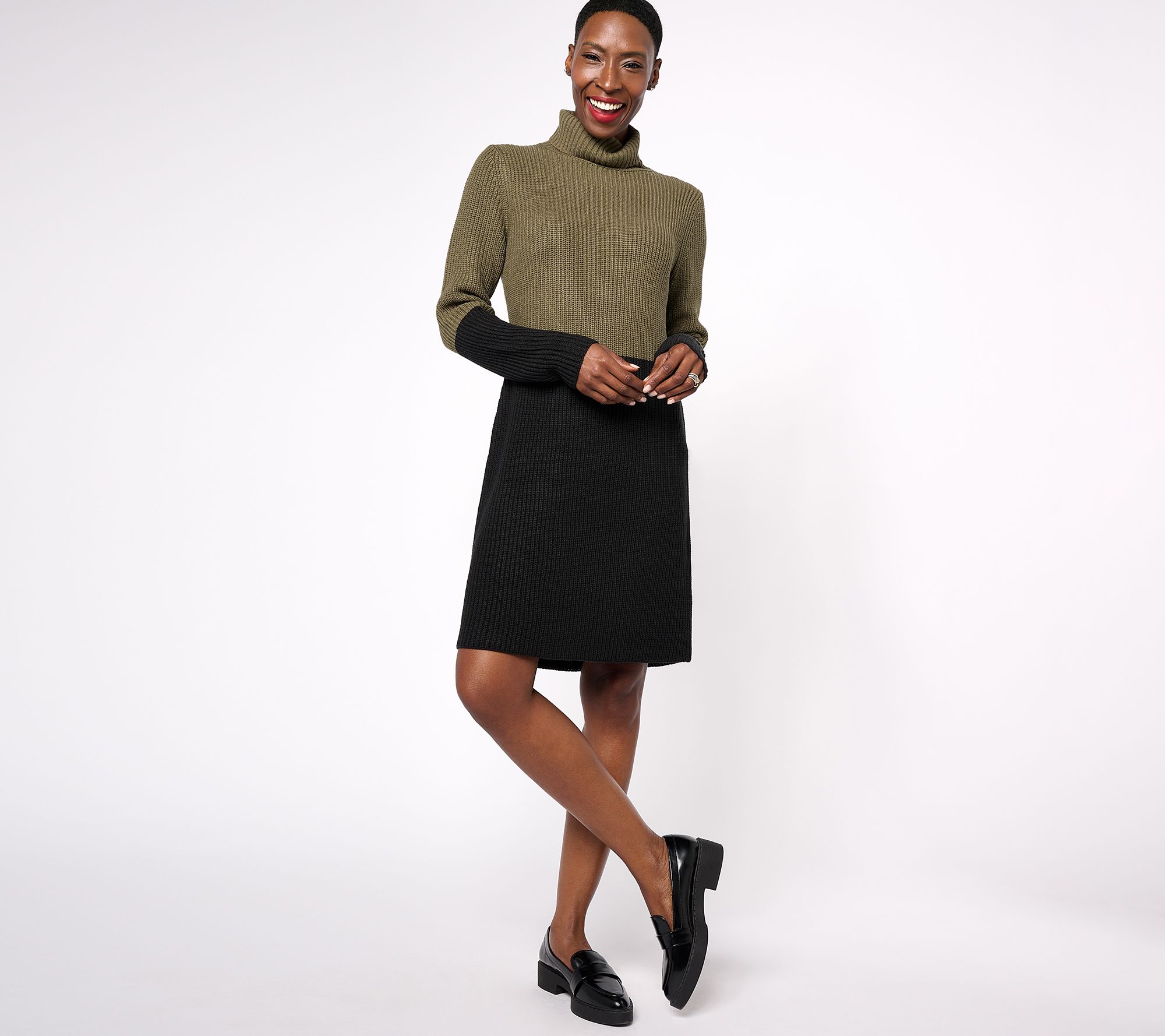 "As Is" Belle by Kim Gravel Color Block Shaker Knit Sweater Dress
