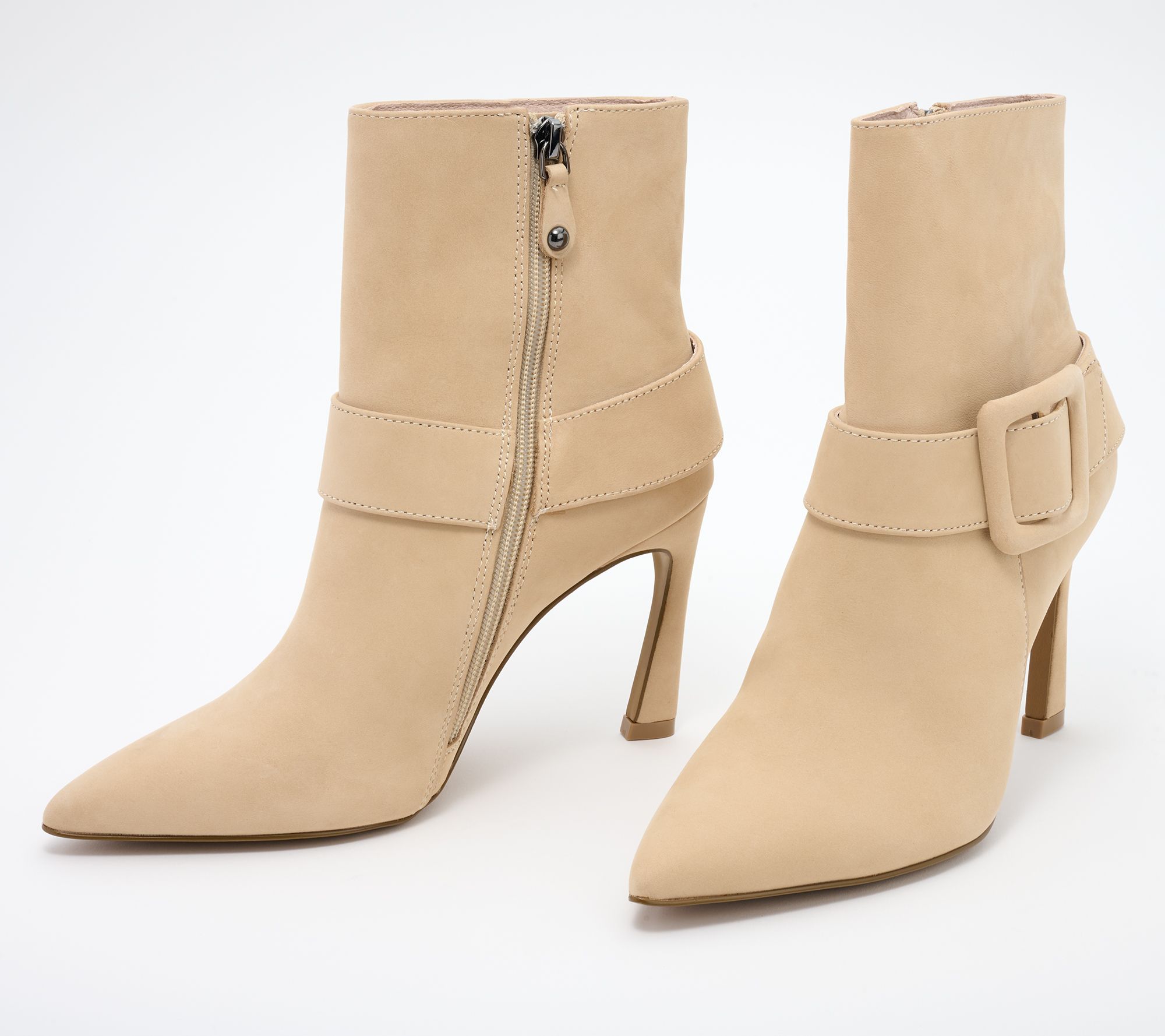 As Is Cecelia New York Leather Buckle HeeledBooties-Pillar