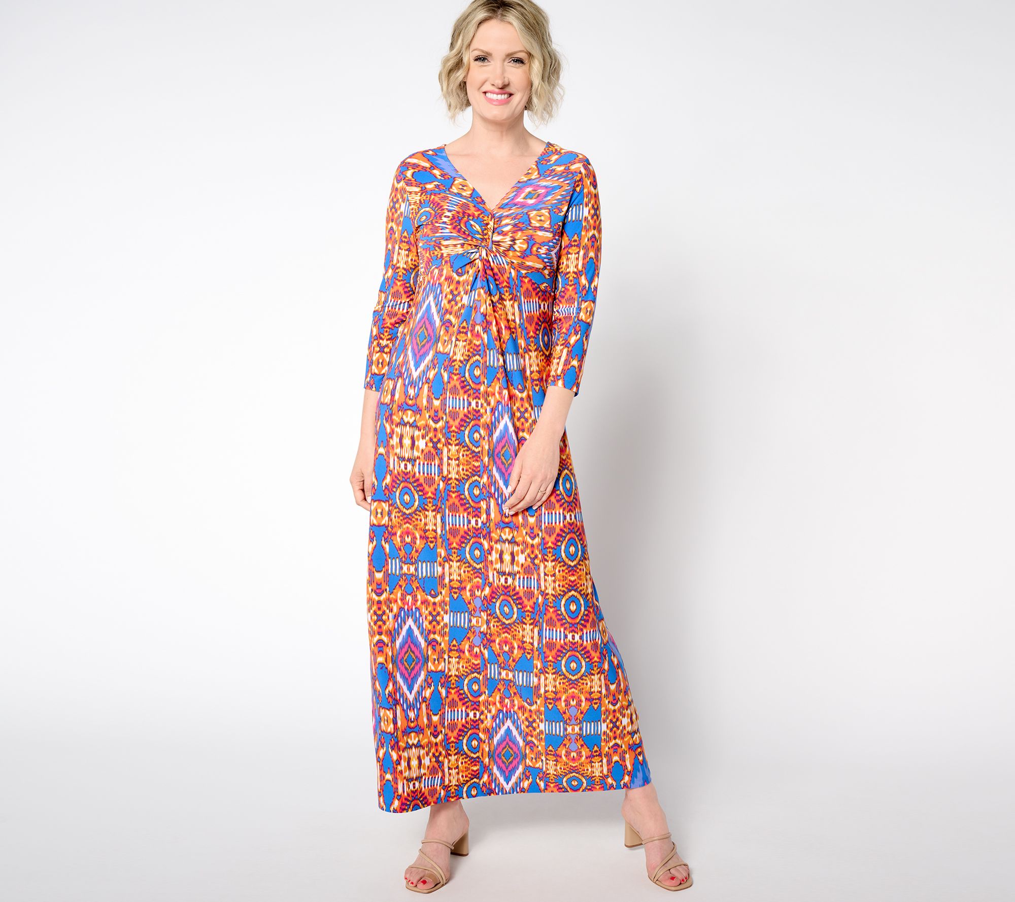 Attitudes by Renee Petite V-Neck Knot Front Maxi Dress