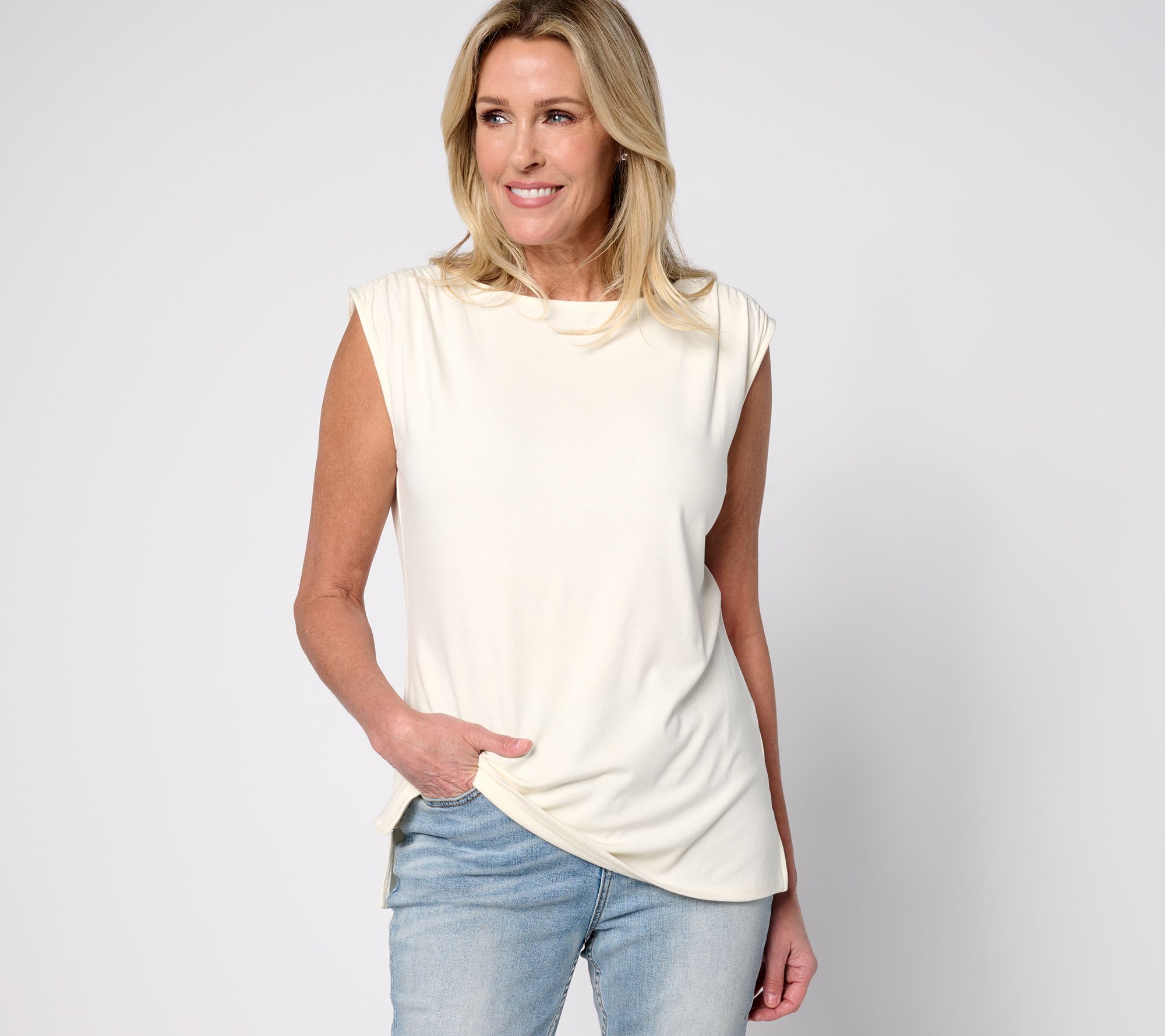 "As Is" BEAUFIFUL Lawrence Zarian Gathered Shoulder Top