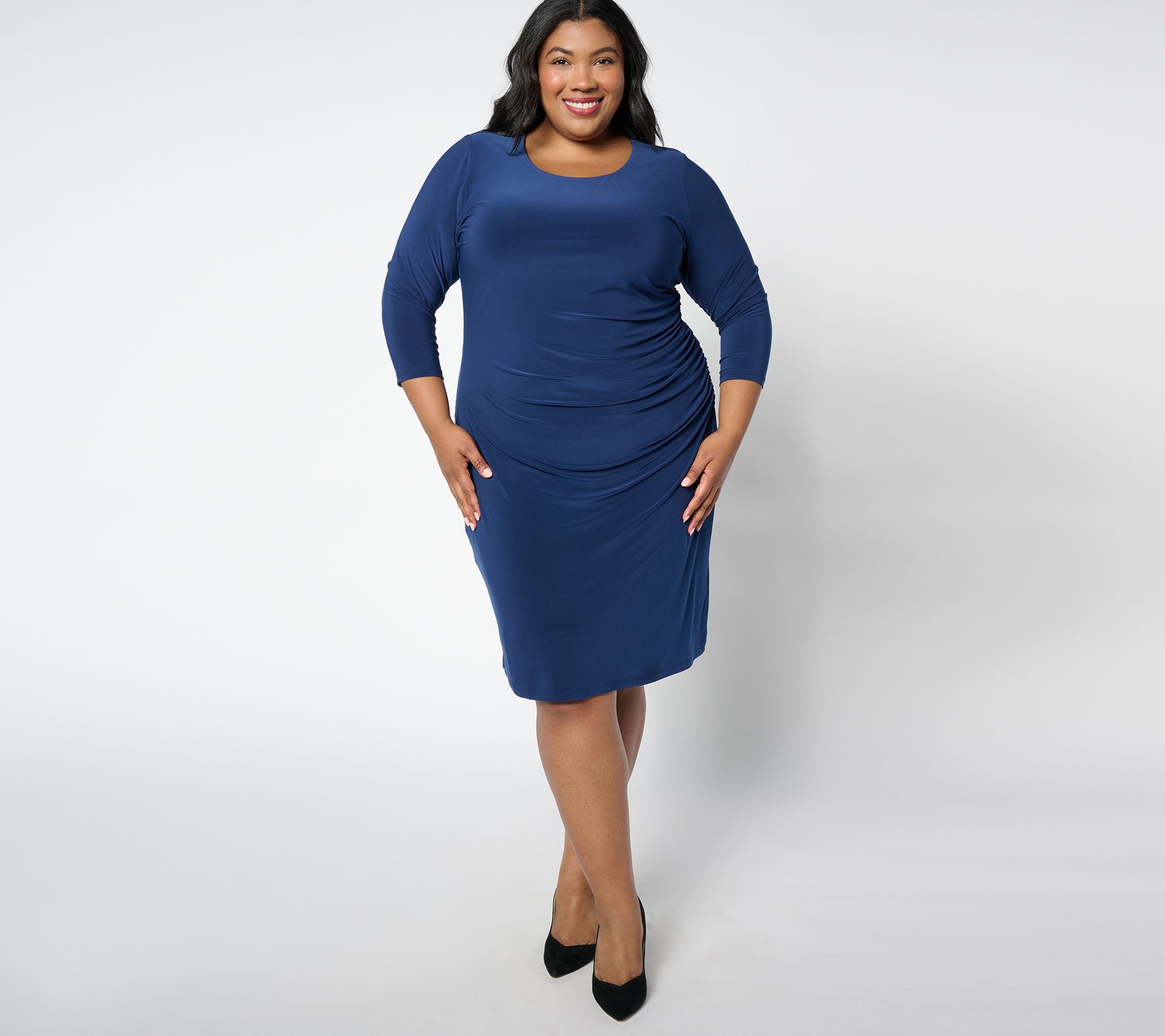 Dennis Basso Petite Italia Knit Ruched Dress