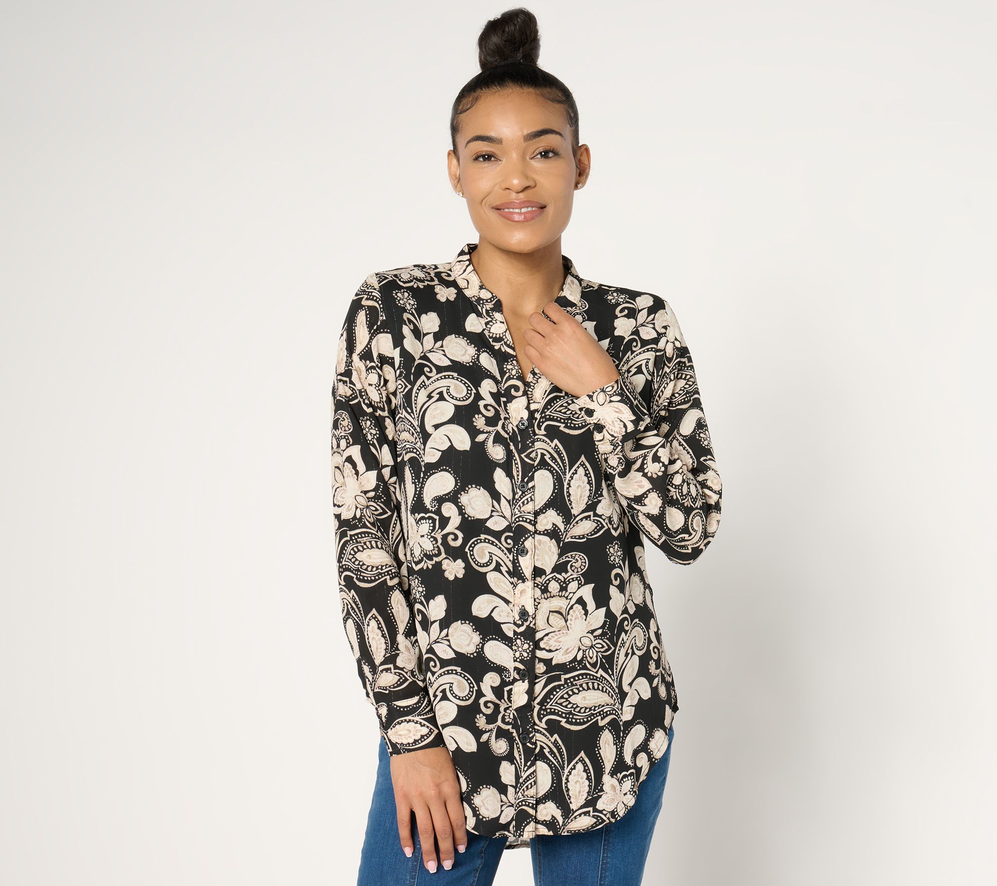 Belle by Kim Gravel Let the Good Times Scroll Tunic Blouse