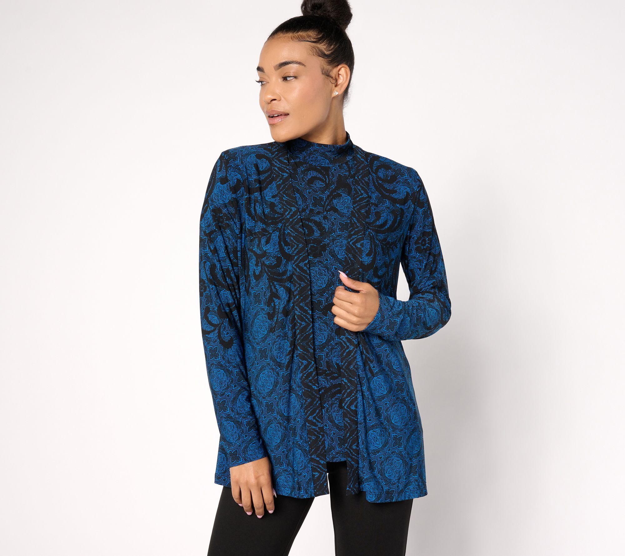 Susan Graver Regular Printed Liquid Knit Cardigan & Tank Set