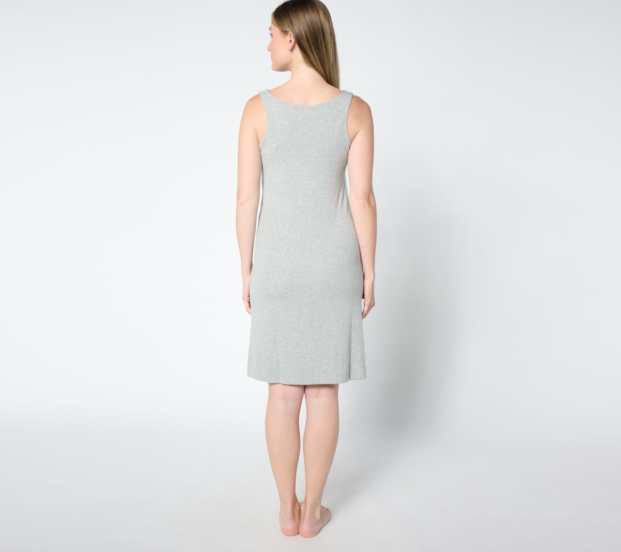 Cozy Earth Women's Rib Knit V-Neck Tank Lounge Dress - QVC.com