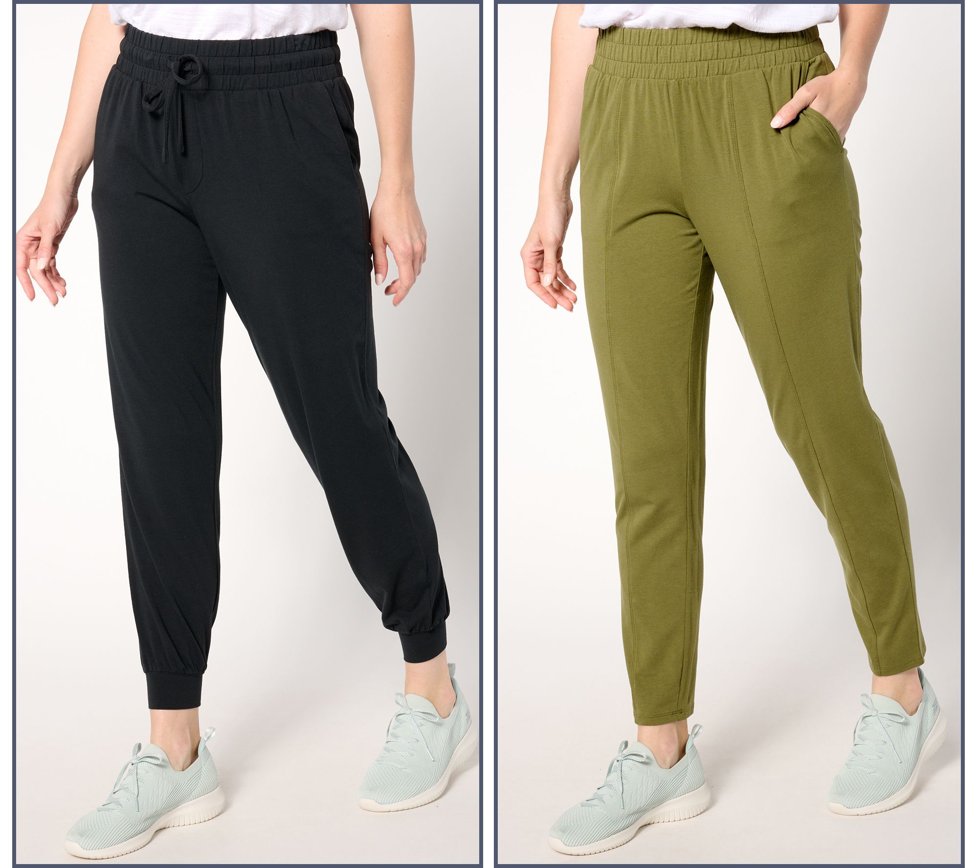 "As Is" AnyBody Regular Set of 2 Cozy Knit Jogger and Tapered Pants