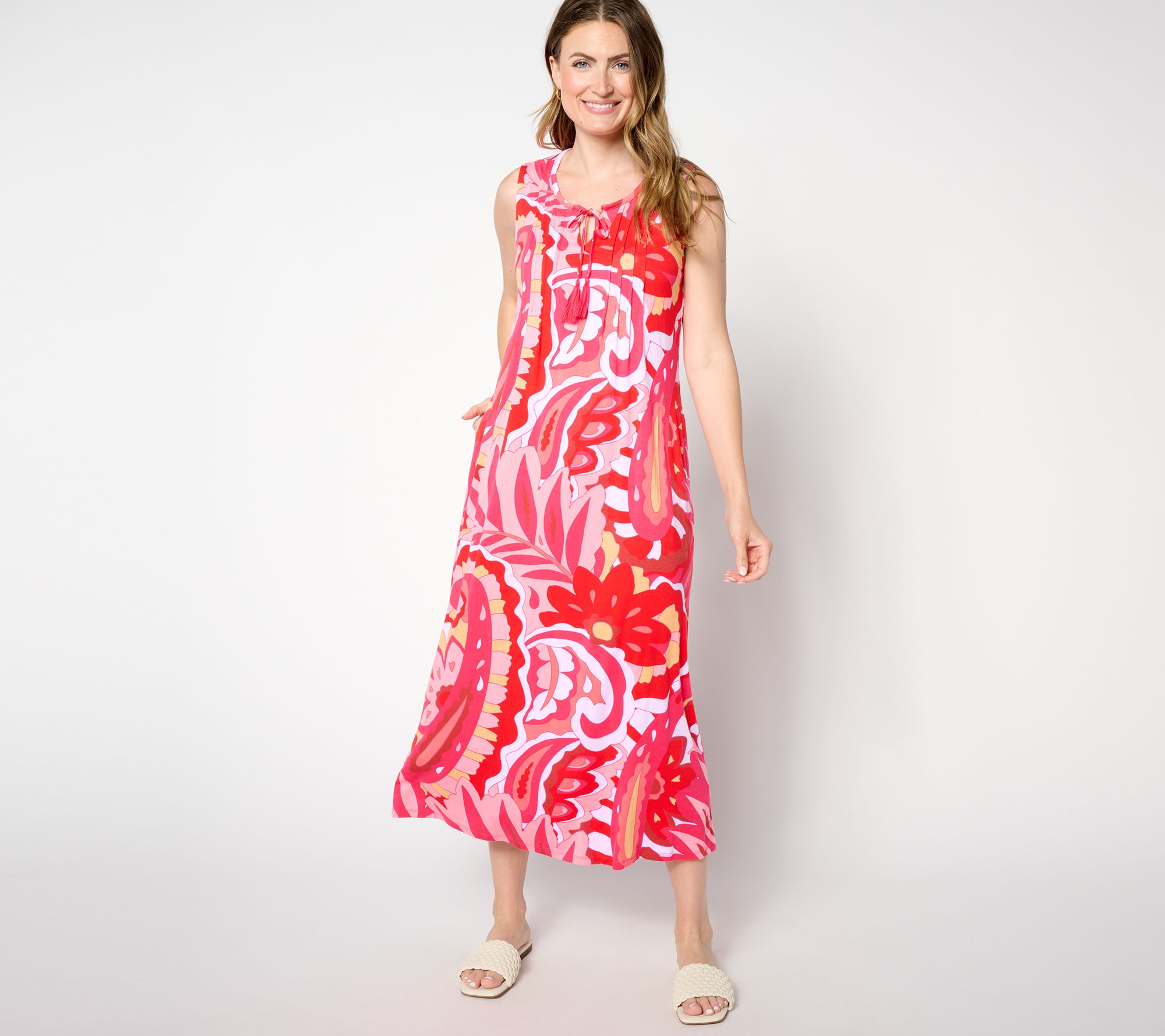 "As Is" Belle by Kim Gravel Regular Paisley Paradise Tassel Maxi Dress