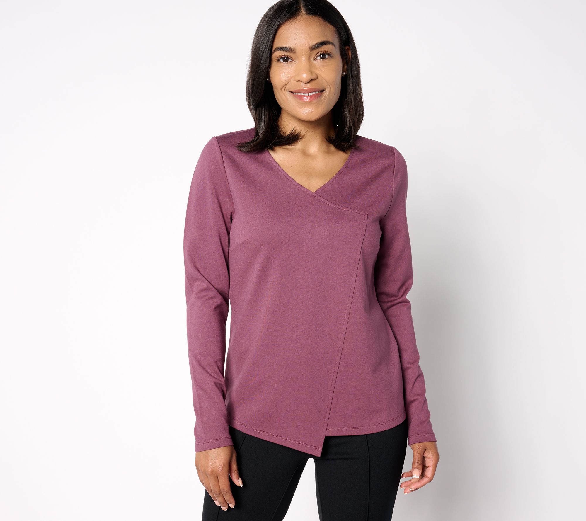 "As Is" BEAUTIFUL by Lawrence Zarian Ponte V-Neck Seamed Top