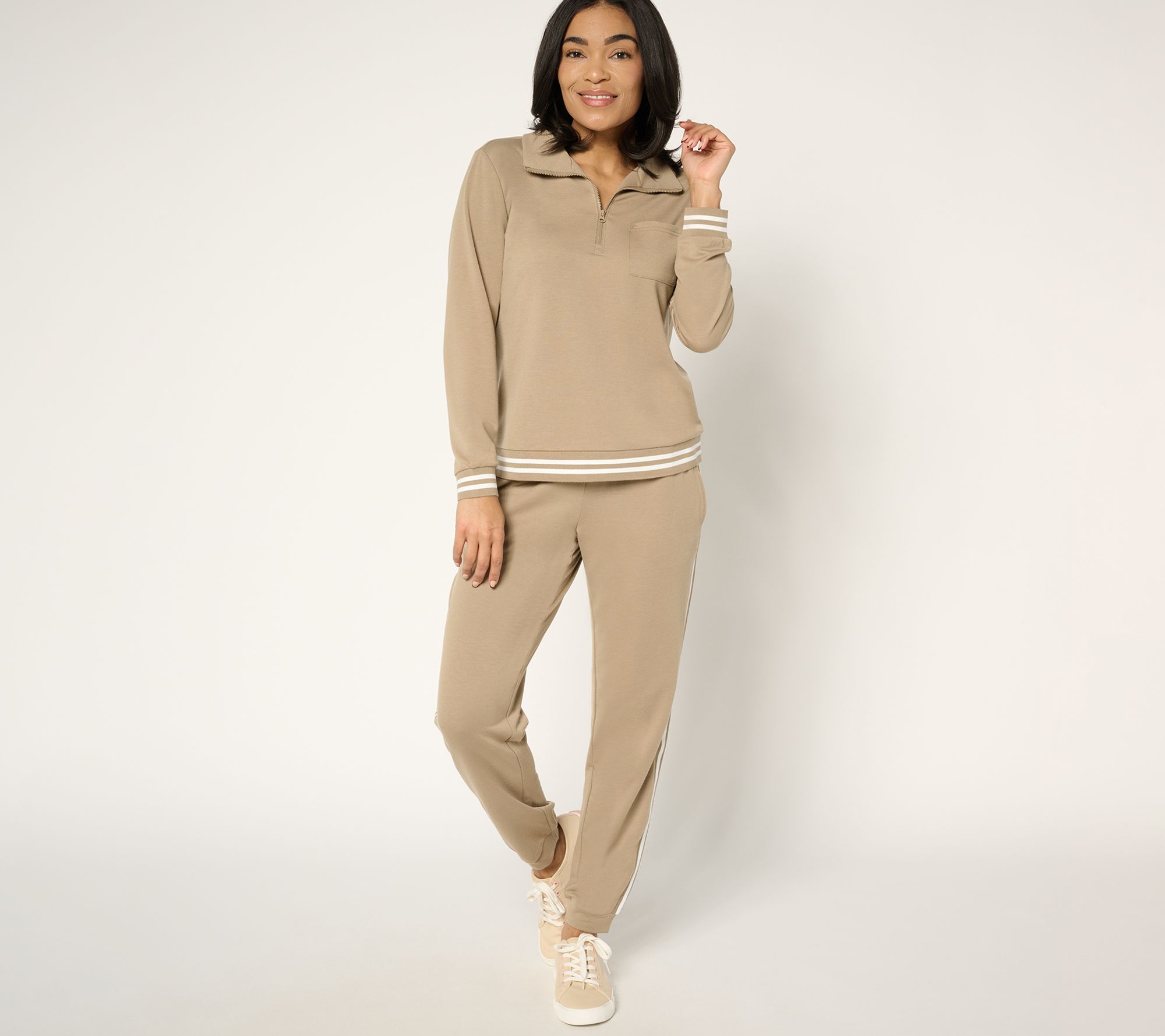 MUK LUKS Petite French Terry 1/4-Zip & Jogger Track Suit