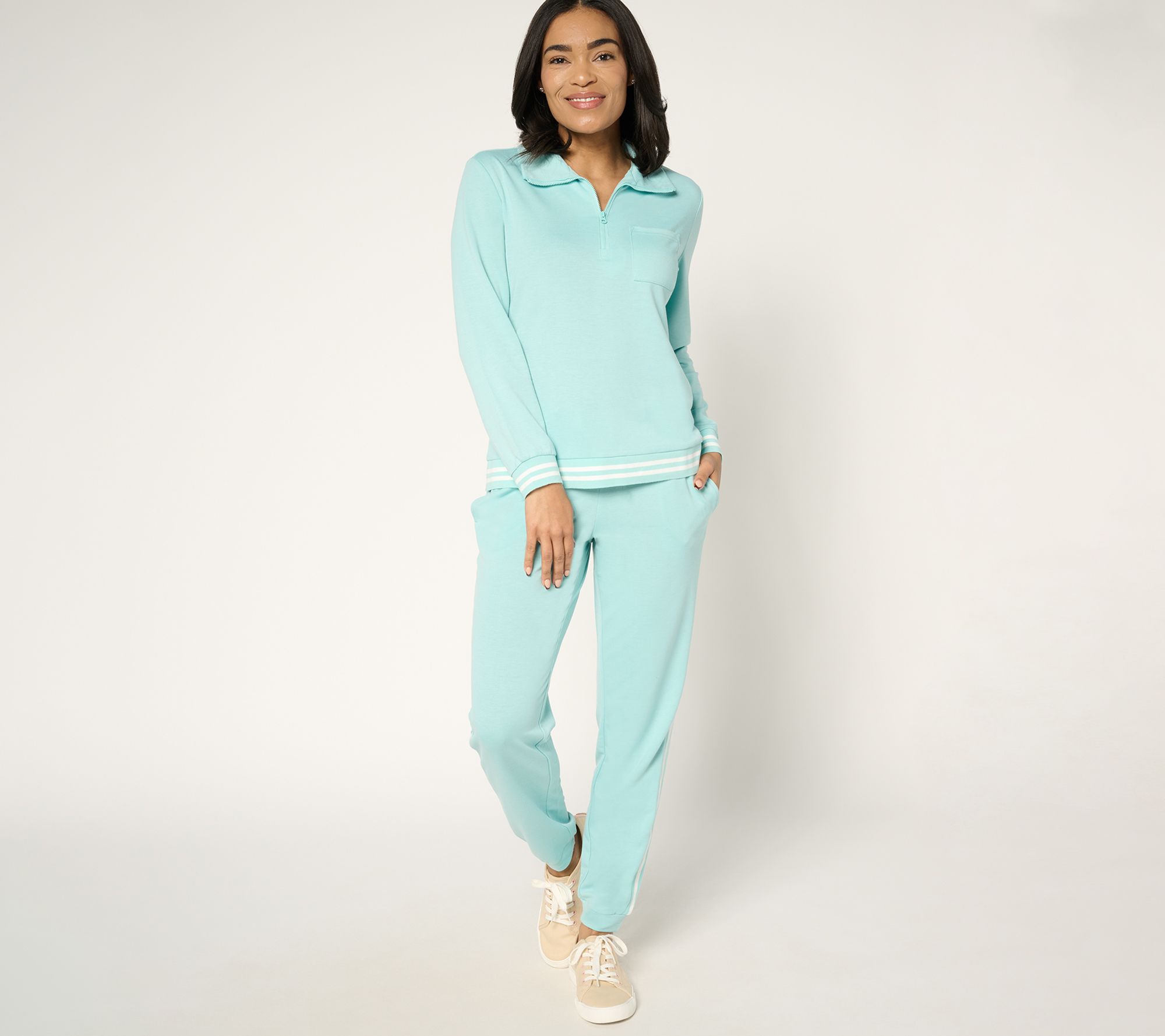 MUK LUKS Petite French Terry 1/4-Zip & Jogger Track Suit