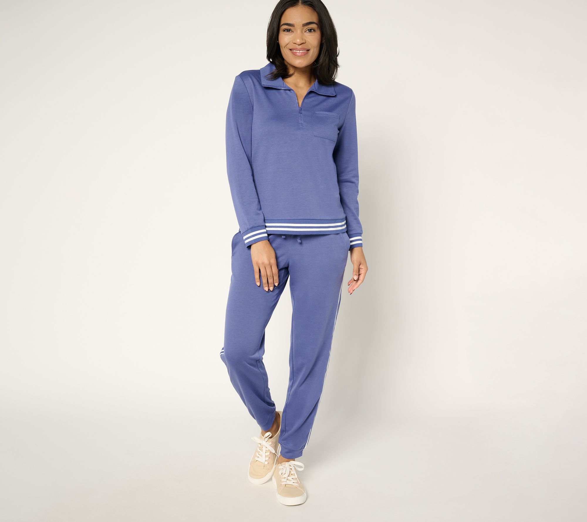 MUK LUKS Petite French Terry 1/4-Zip & Jogger Track Suit