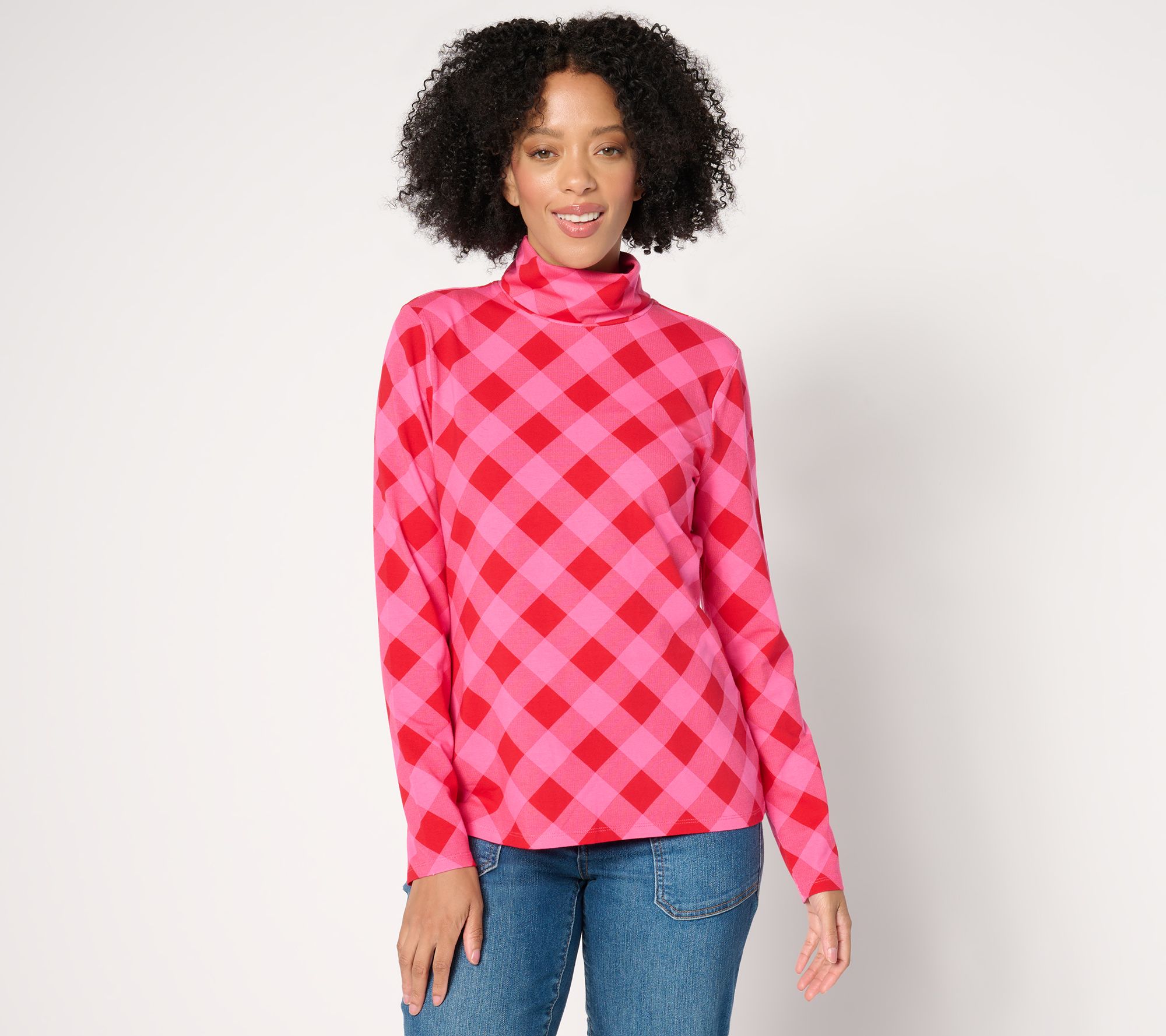 "As Is" Isaac Mizrahi Live! Printed Long Sleeve Turtleneck