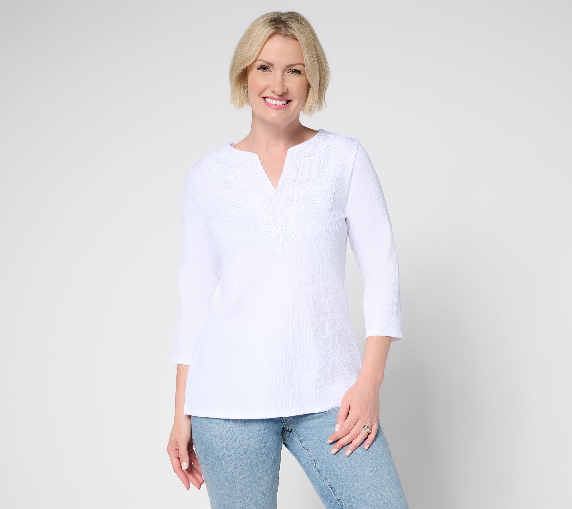 Belle by Kim Gravel Packabelle Gotta Getaway Lace Trim Top