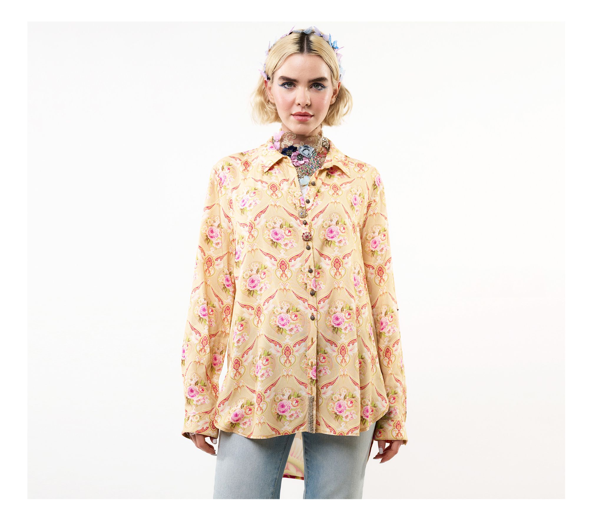 Aratta Golden Girl Button-Front Collared Shirt