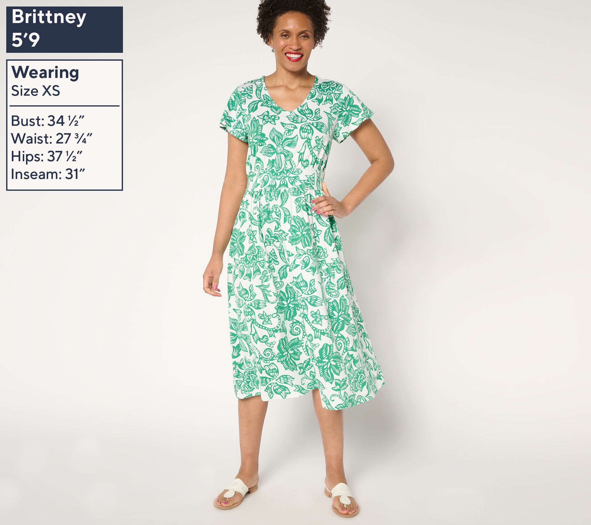 Denim & Co. Favorite Jersey V-Neck Flutter Sleeve Midi Dress