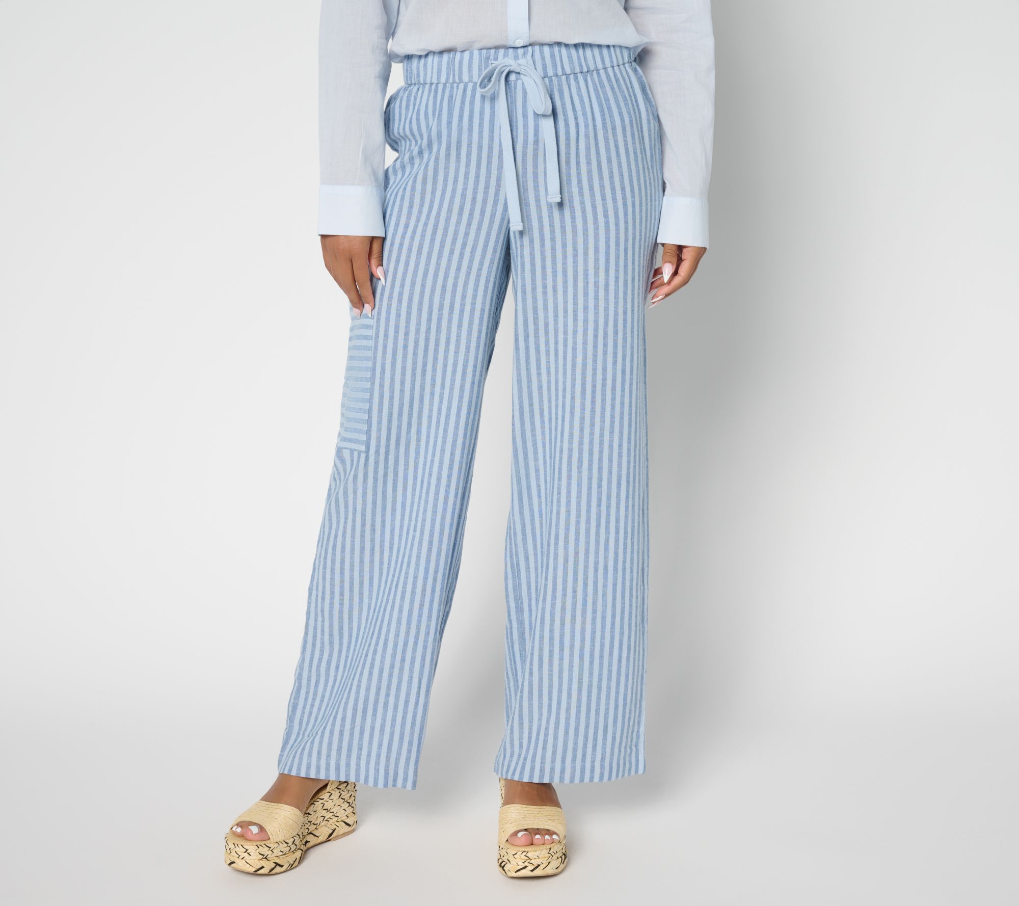 Peace Love World Boheme Petite Linen Blend Full Length Tie Pant