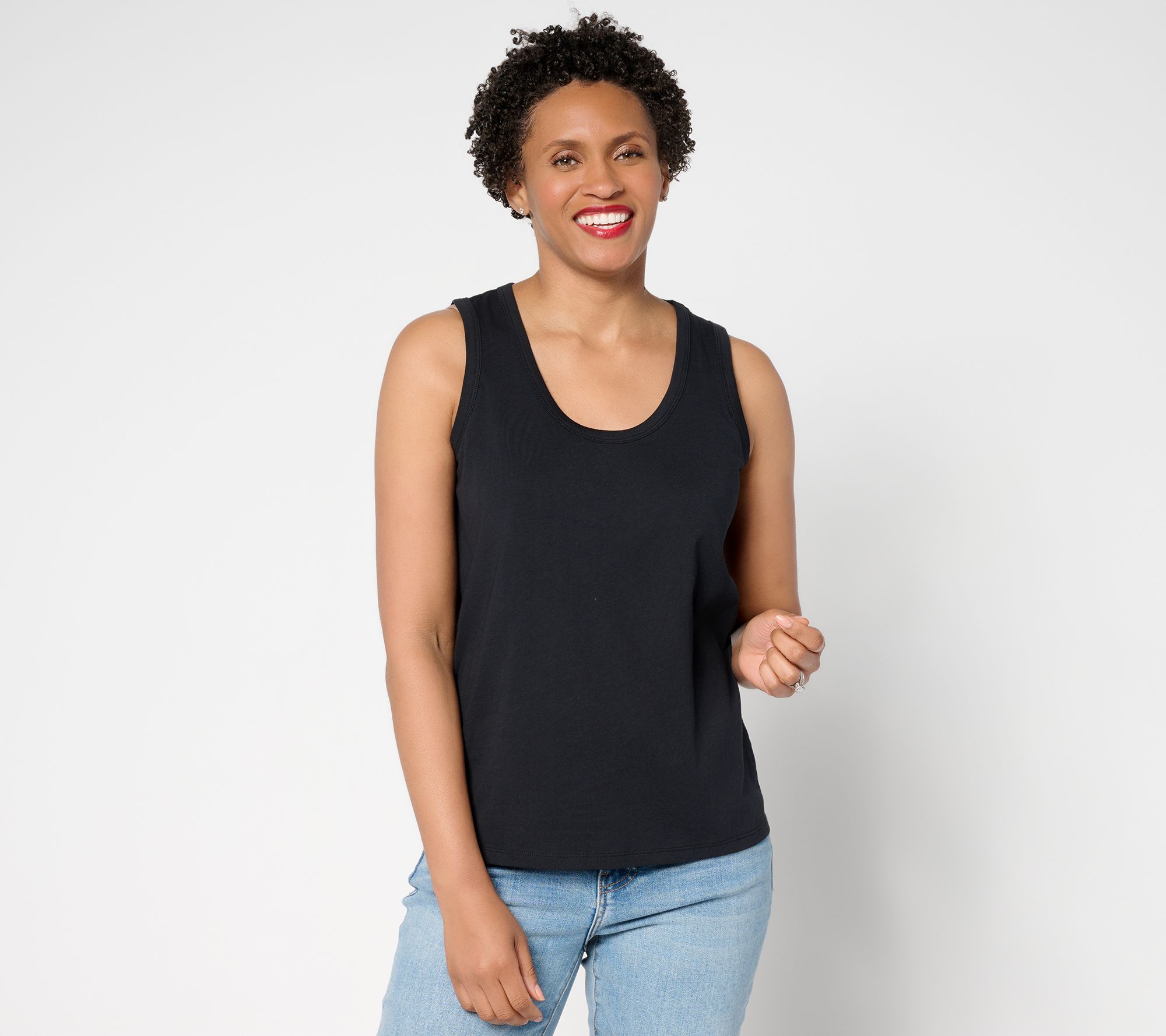 Peace Love World Sueded Knit 100% Cotton U-Neck Tank Top