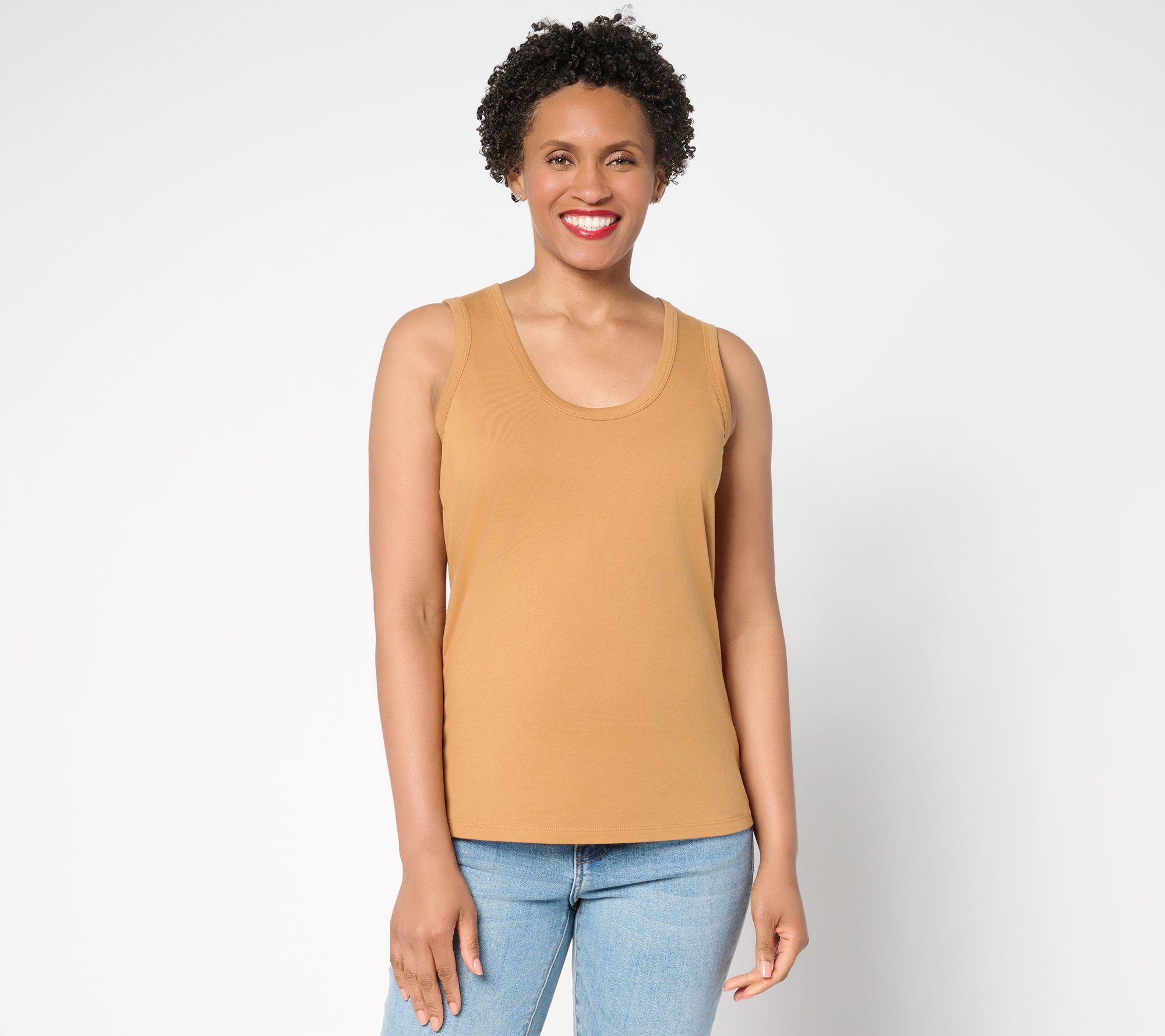 Peace Love World Sueded Knit 100% Cotton U-Neck Tank Top