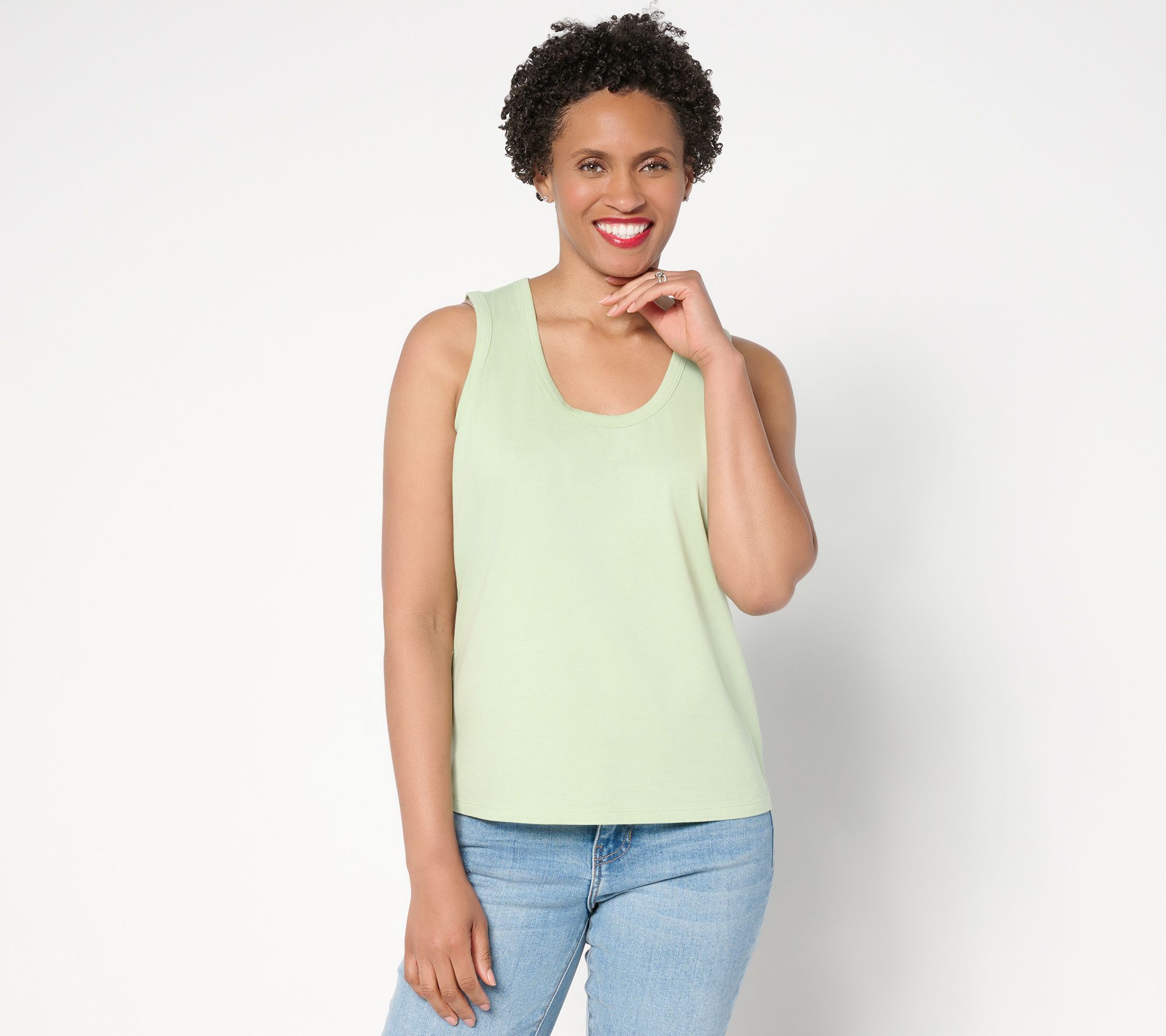 Peace Love World Sueded Knit 100% Cotton U-Neck Tank Top
