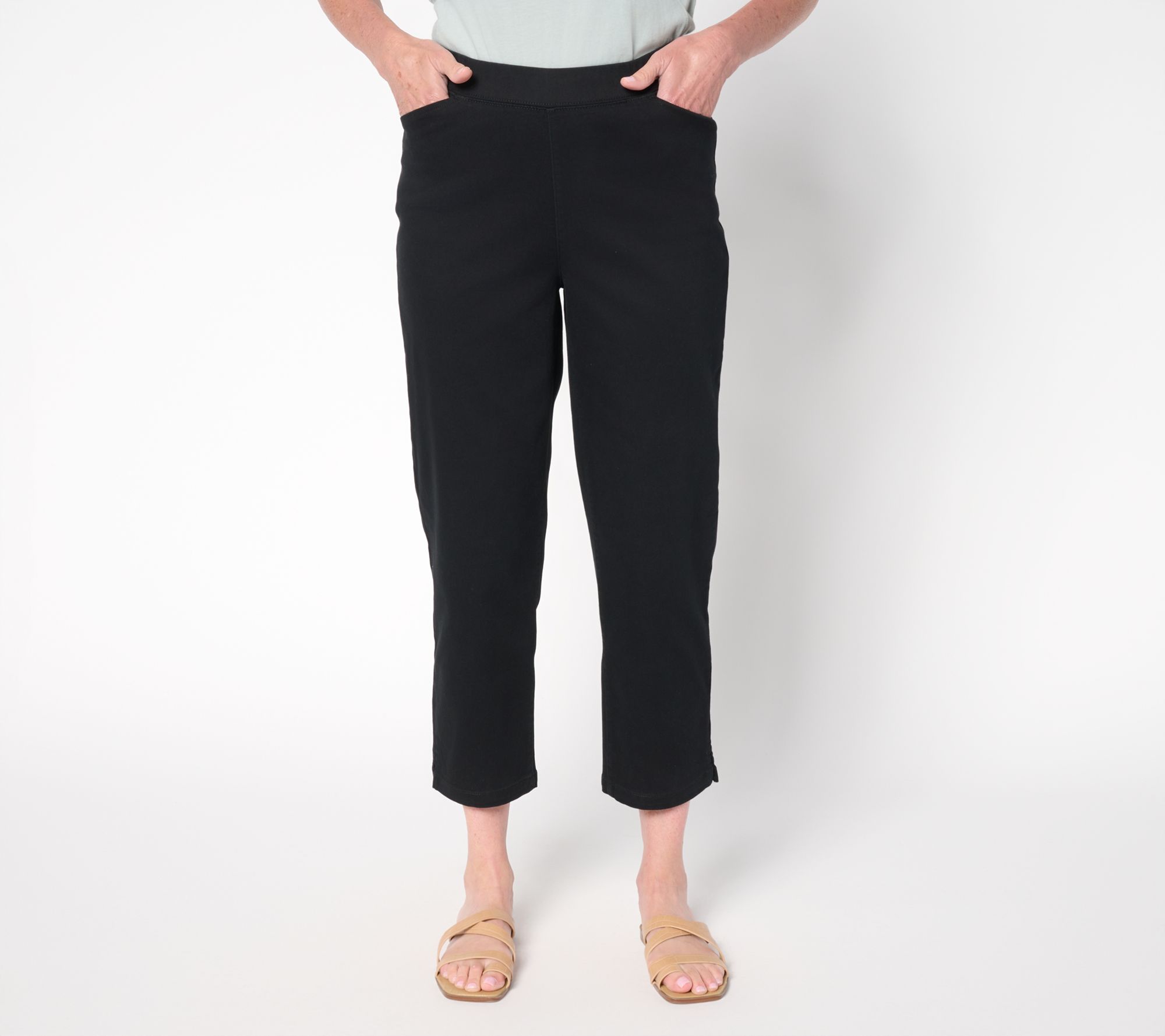 Denim & Co. Petite Twill Straight Leg Crop Pant